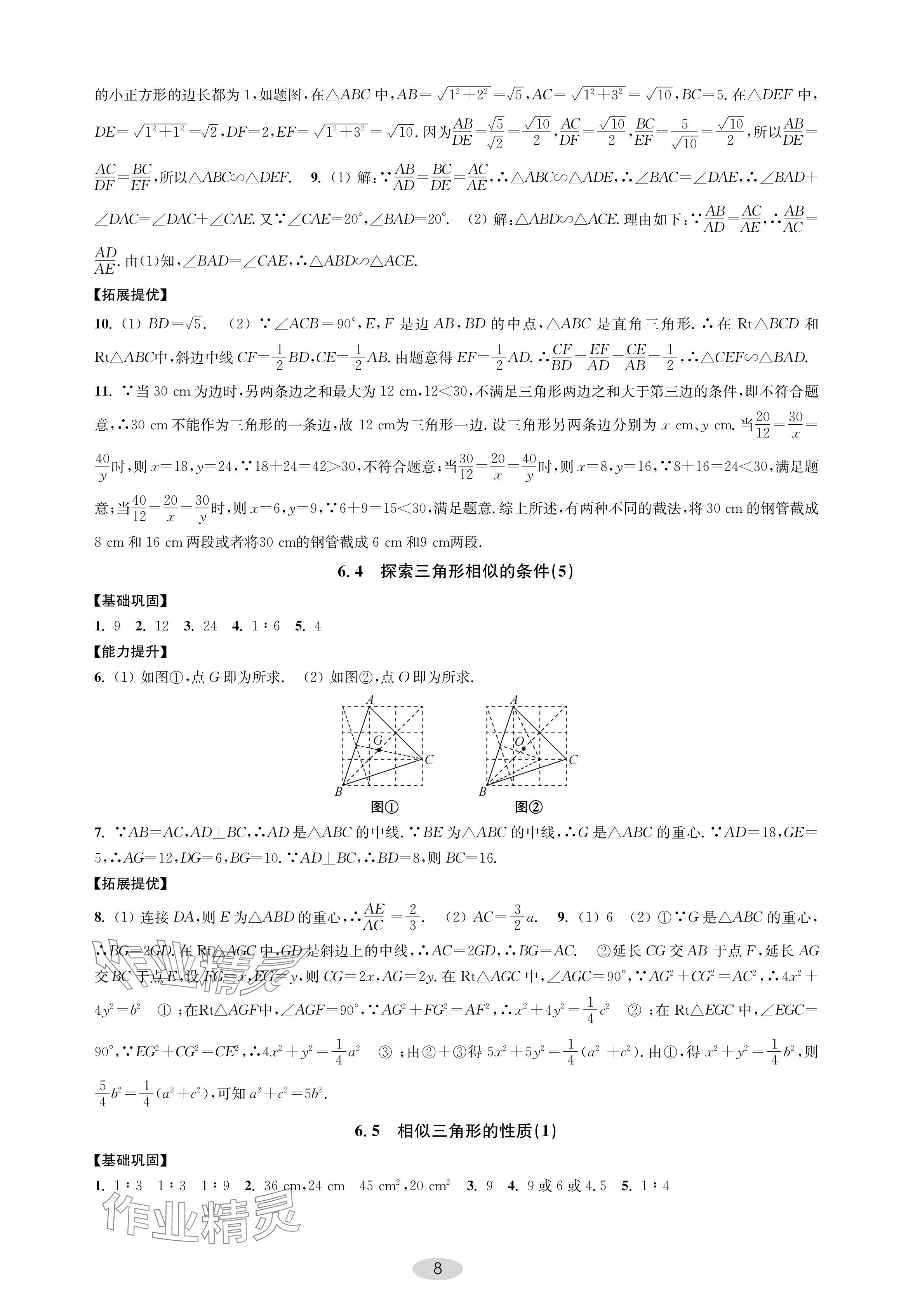 2024年關鍵能力進階九年級數學下冊蘇科版 參考答案第8頁