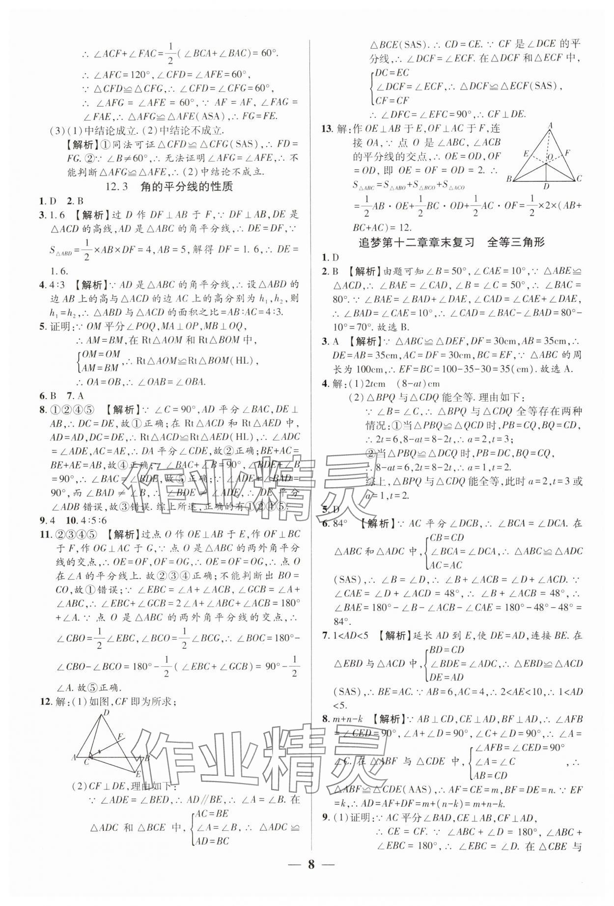 2024年追夢之旅大先生八年級數(shù)學(xué)上冊人教版河南專版 參考答案第8頁