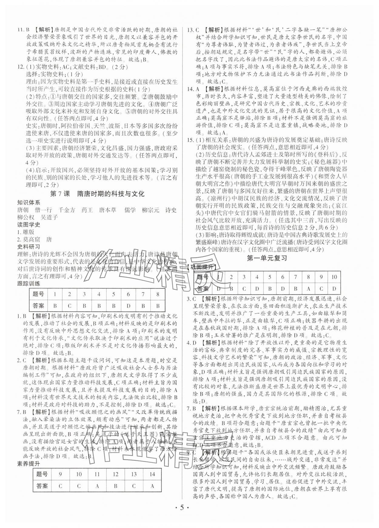 2025年考点跟踪同步训练七年级历史下册人教版深圳专版 第5页
