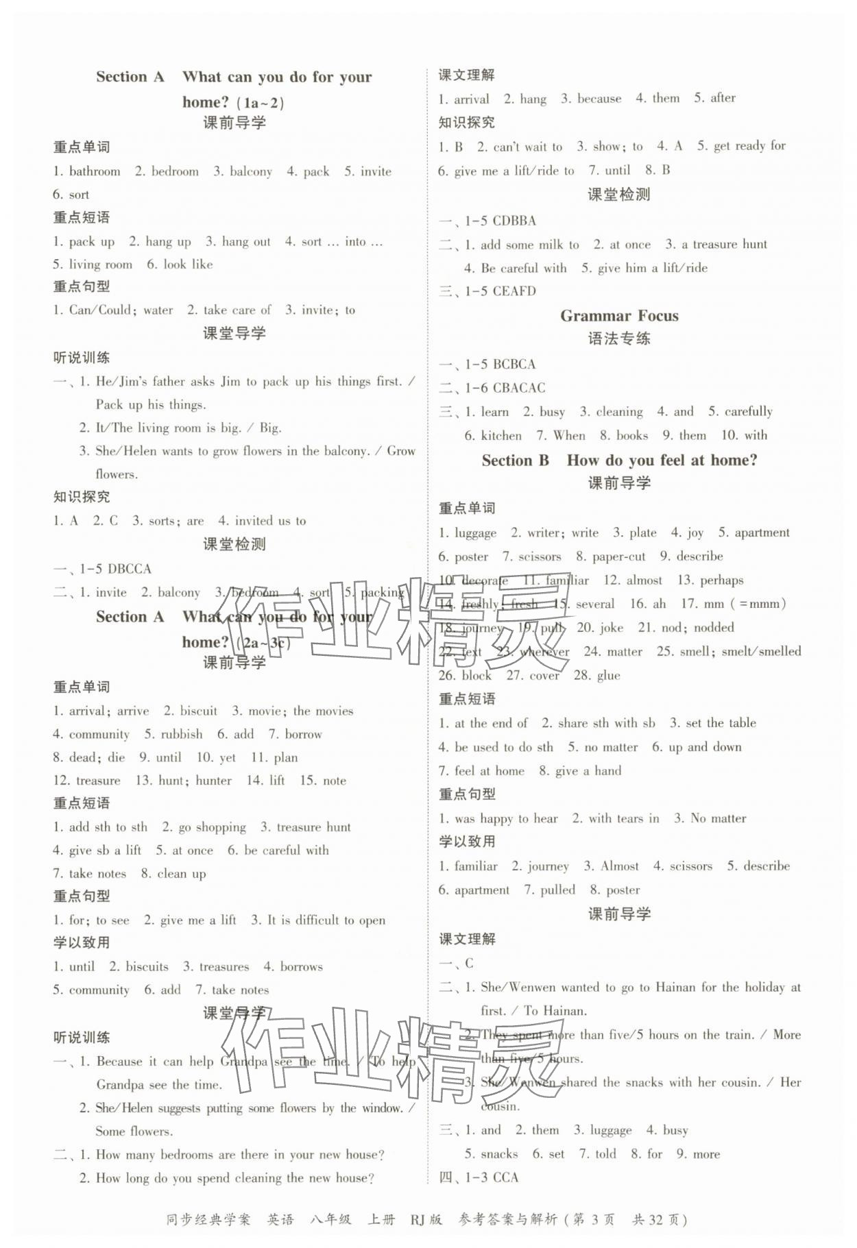 2025年同步經(jīng)典學(xué)案八年級(jí)英語(yǔ)上冊(cè)人教版 第3頁(yè)