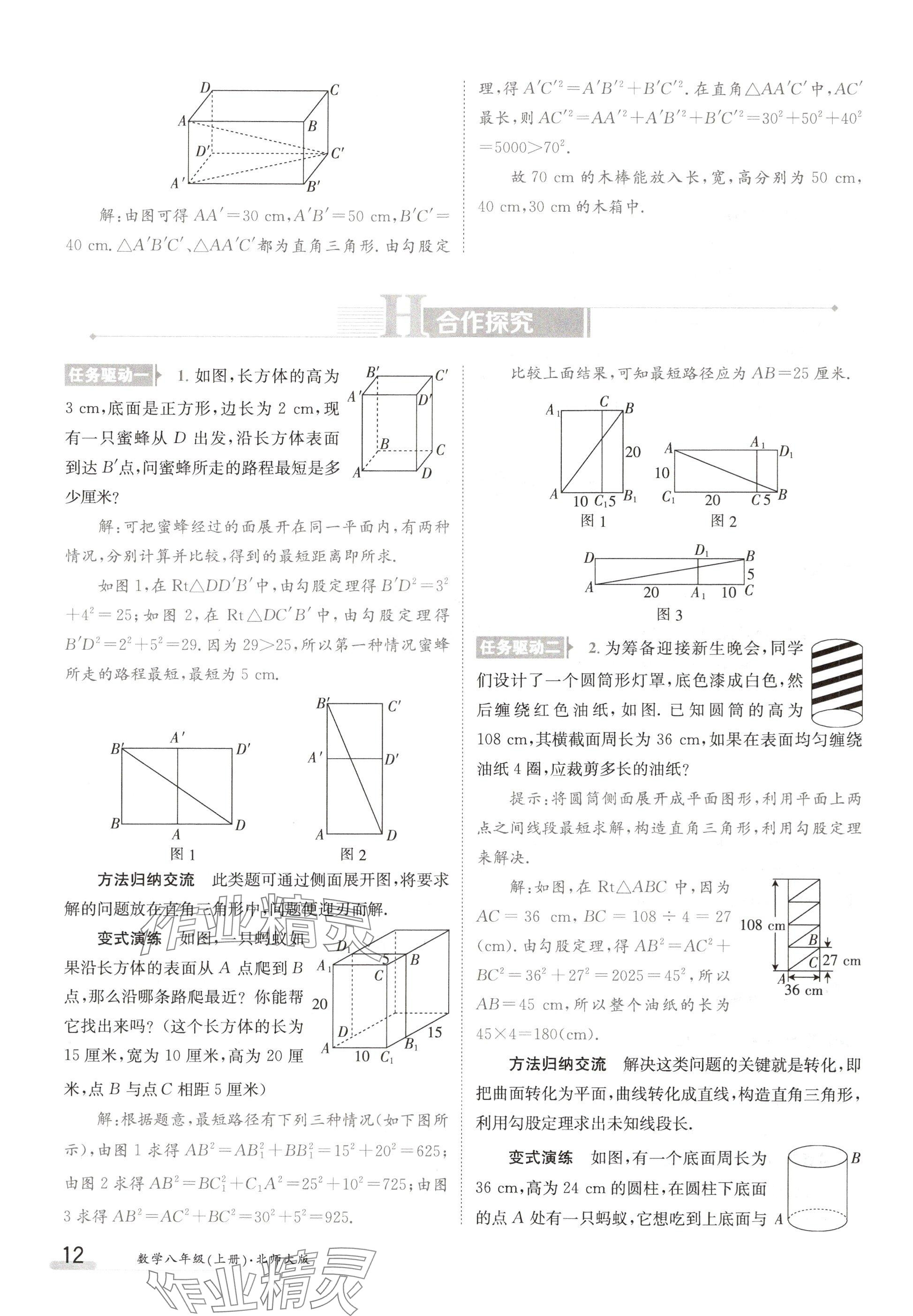 2024年金太陽導學案八年級數(shù)學上冊北師大版 參考答案第12頁