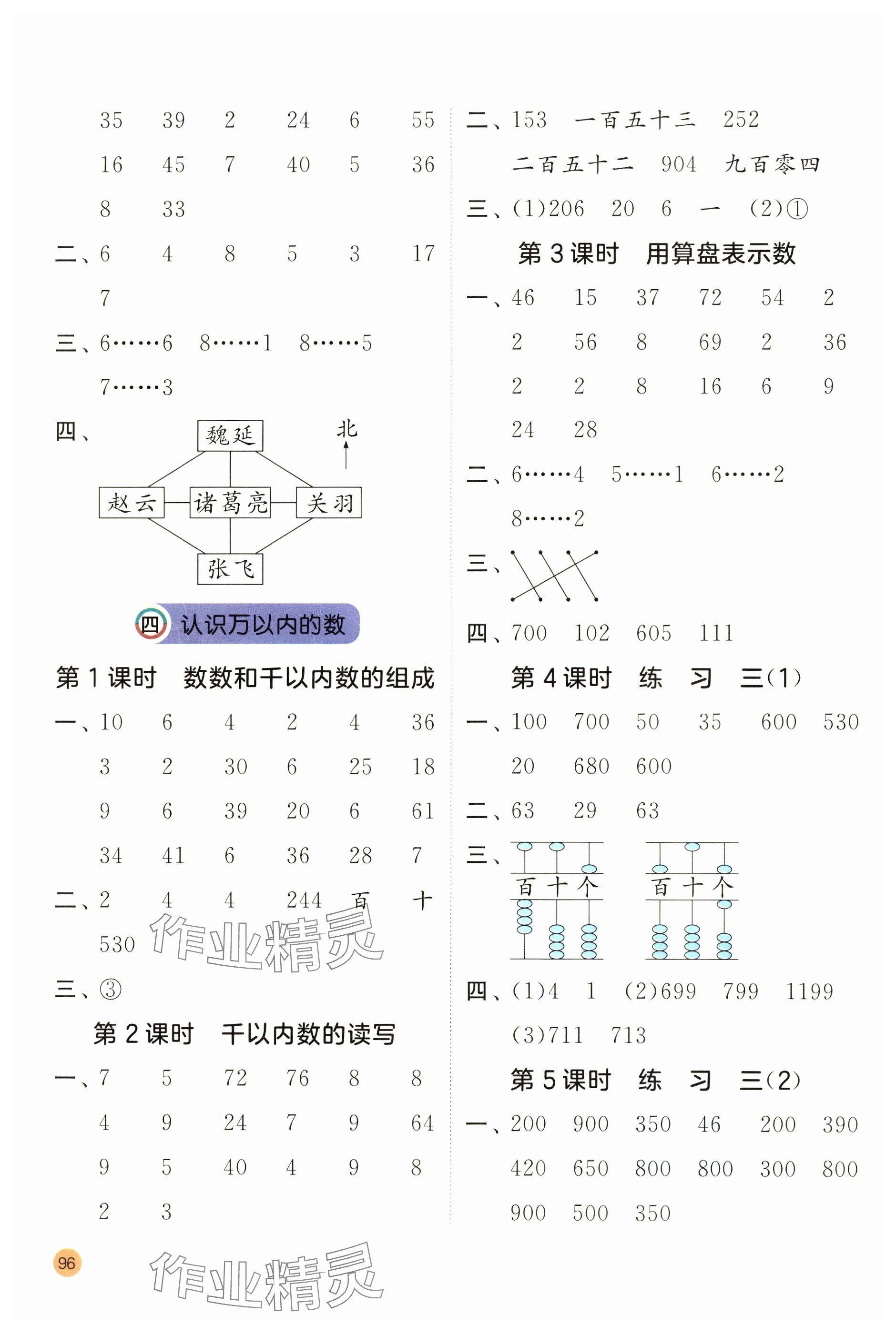 2025年計算高手二年級數(shù)學下冊蘇教版 參考答案第6頁