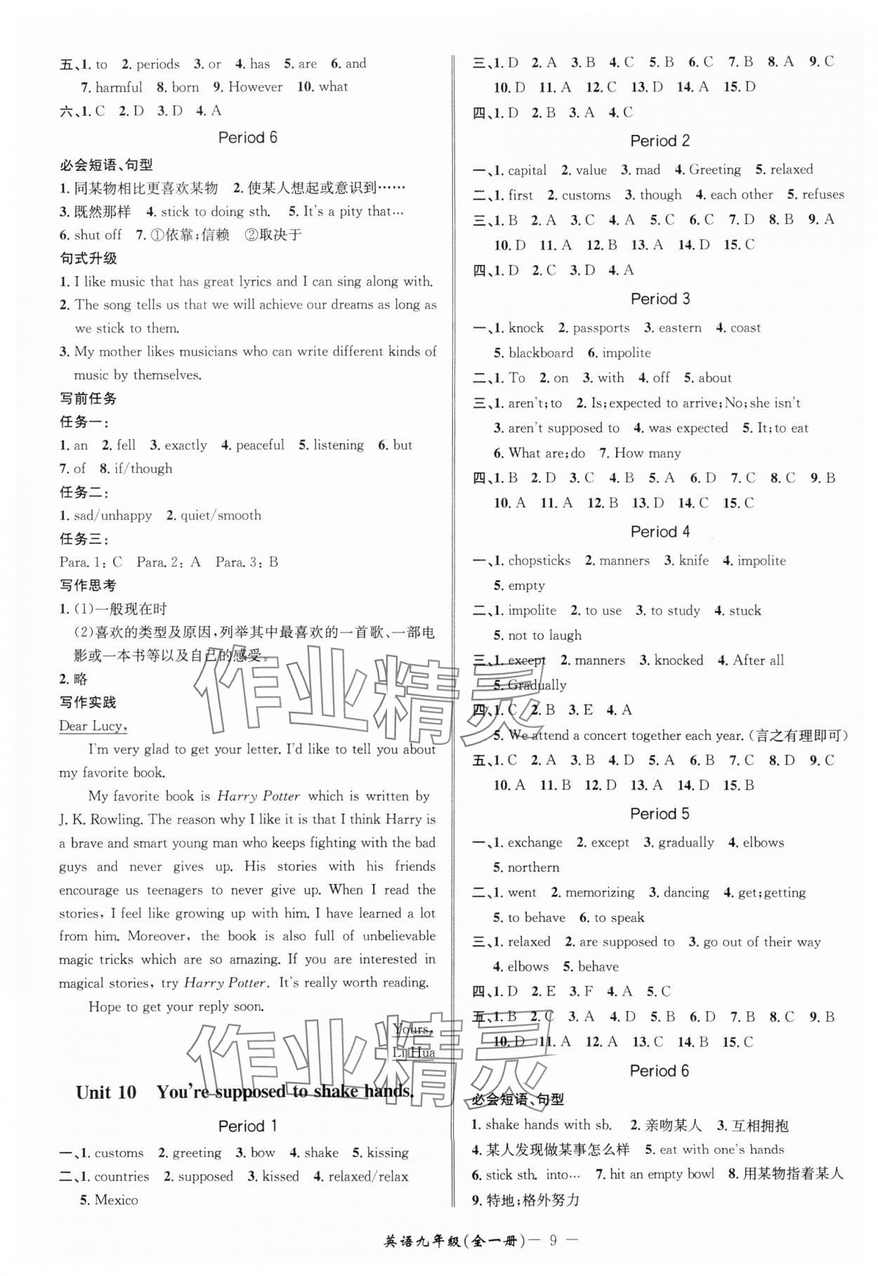2025年名師金典BFB初中課時(shí)優(yōu)化九年級(jí)英語(yǔ)全一冊(cè)人教版&nbsp;參考答案第9頁(yè)