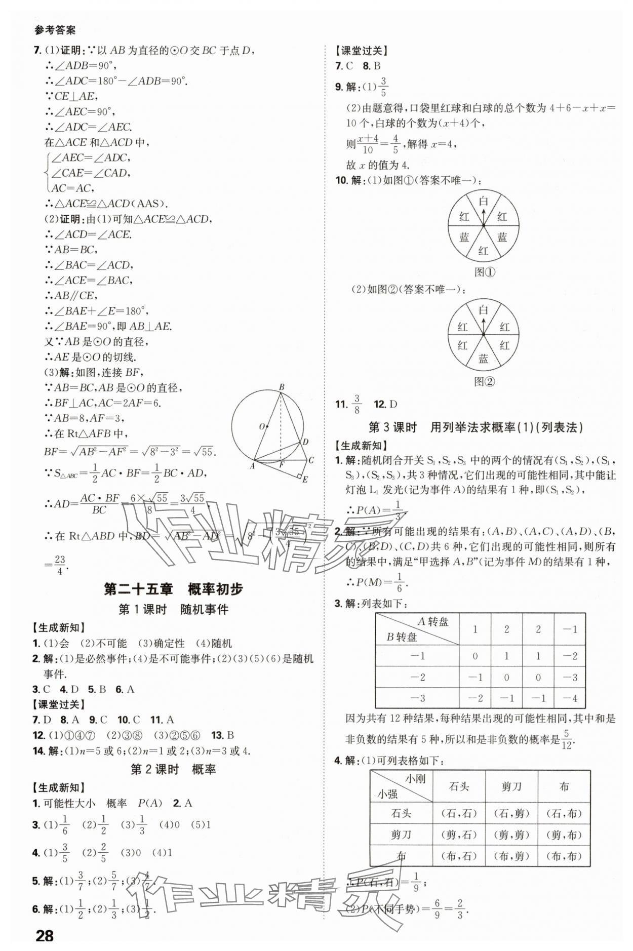2025年全程突破九年級(jí)數(shù)學(xué)全一冊(cè)人教版 參考答案第28頁(yè)