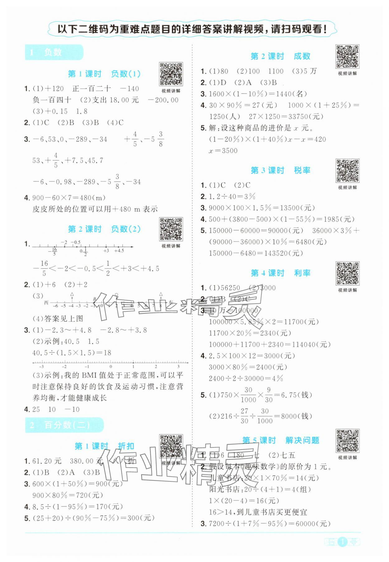 2025年阳光同学课时优化作业六年级数学下册人教版 第1页