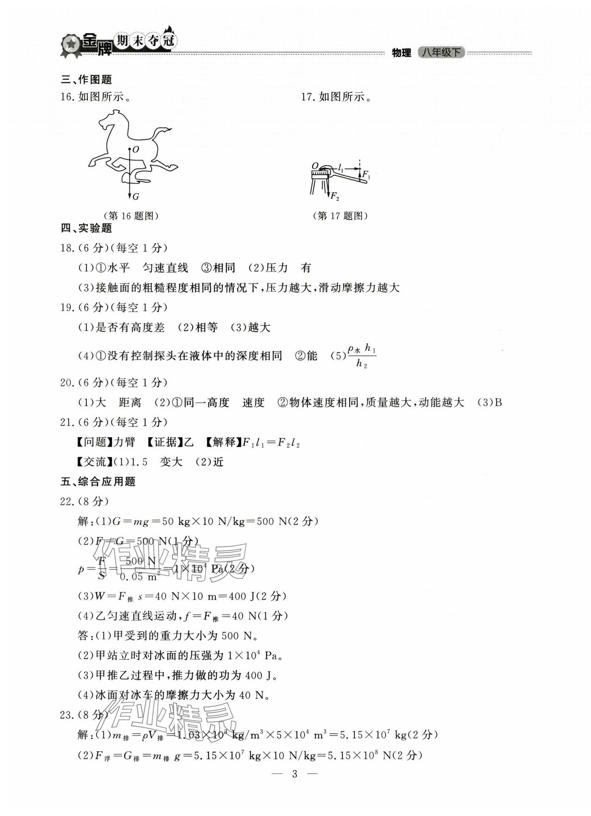 2025年金牌期末奪冠八年級物理下冊人教版遼寧專版 第3頁
