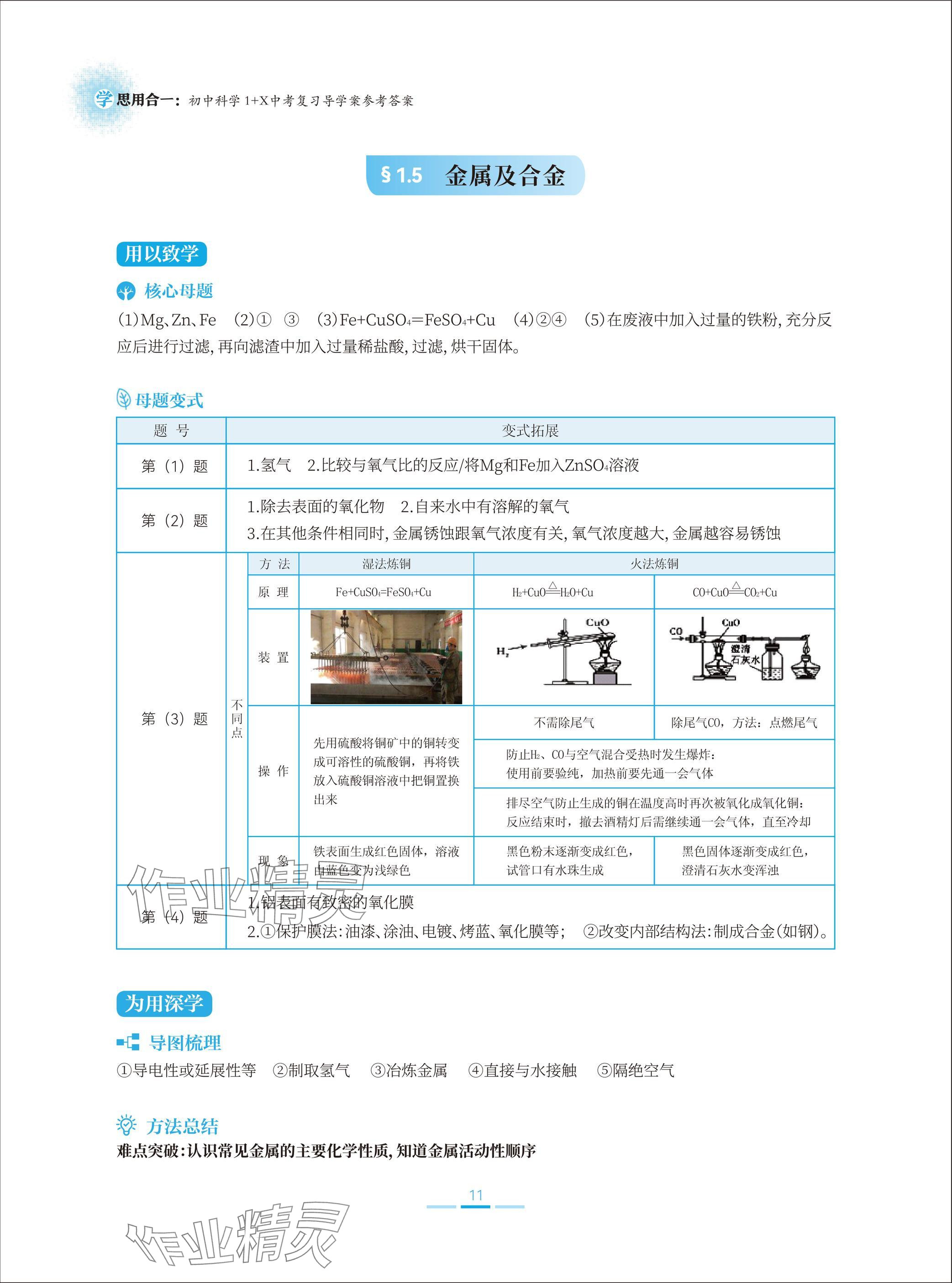 2025年學(xué)思用合一初中科學(xué)1加X中考復(fù)習(xí)導(dǎo)學(xué)案 參考答案第11頁(yè)