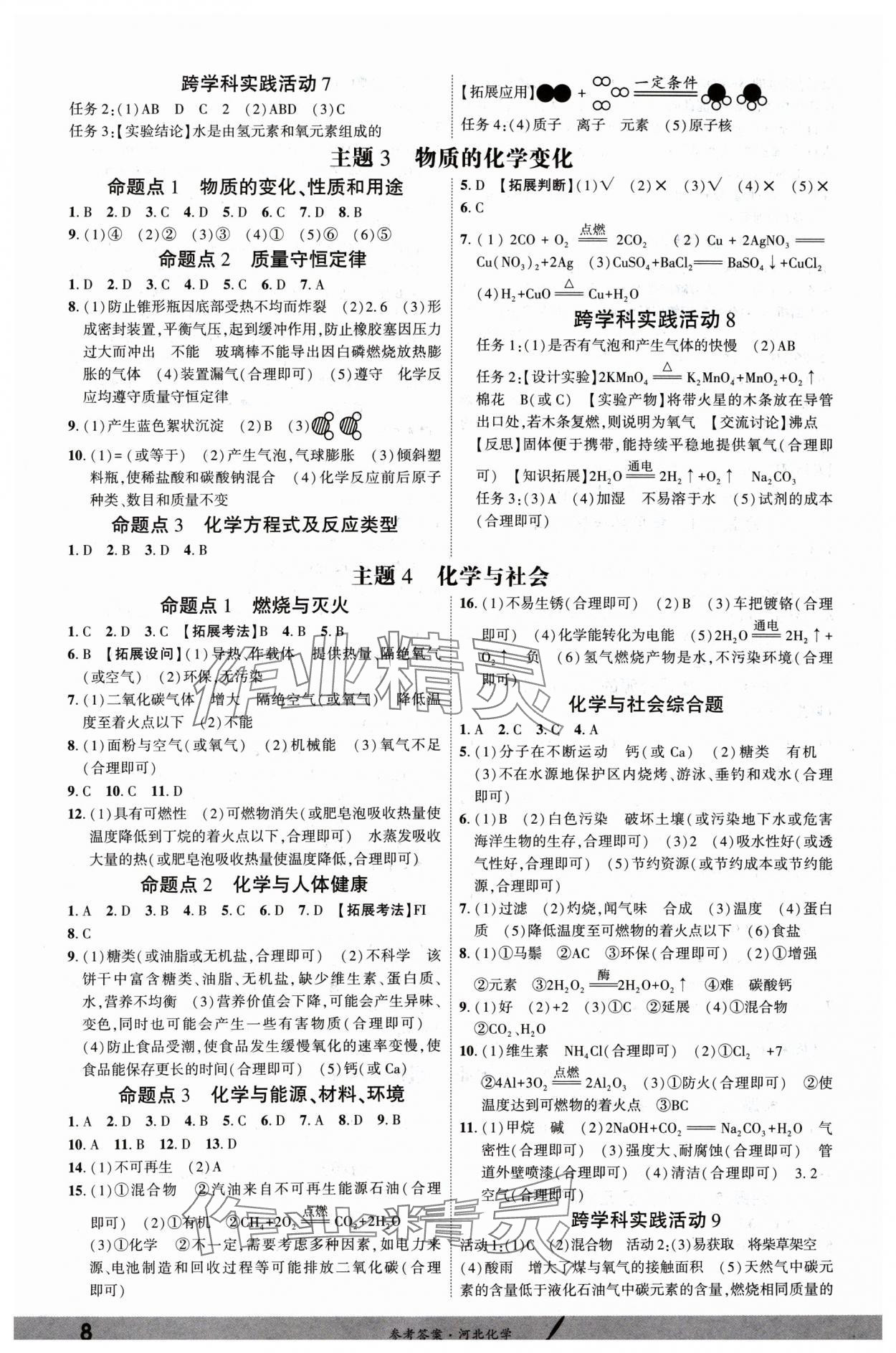 2025年一战成名考前新方案化学河北中考 参考答案第7页