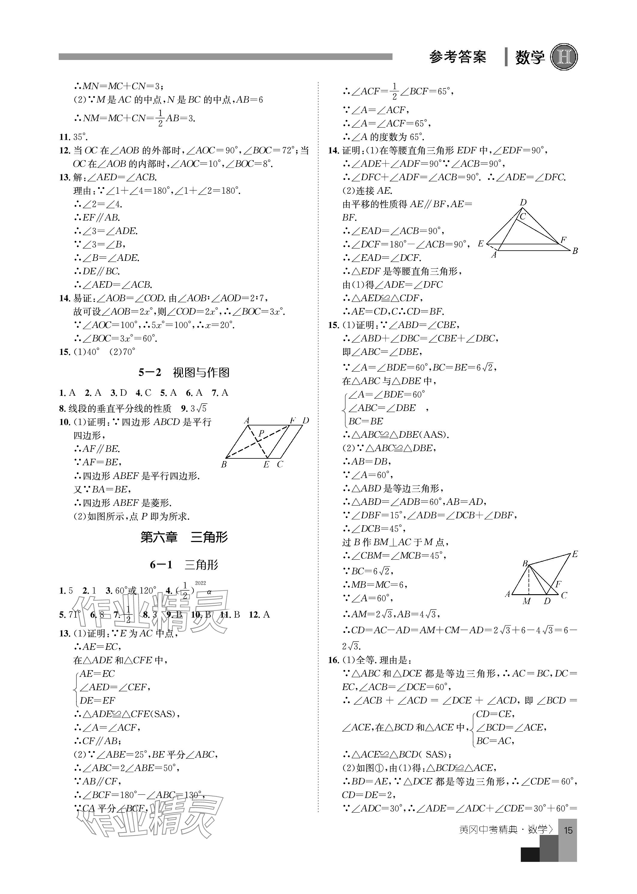 2024年中考精典九年級數(shù)學(xué) 參考答案第15頁