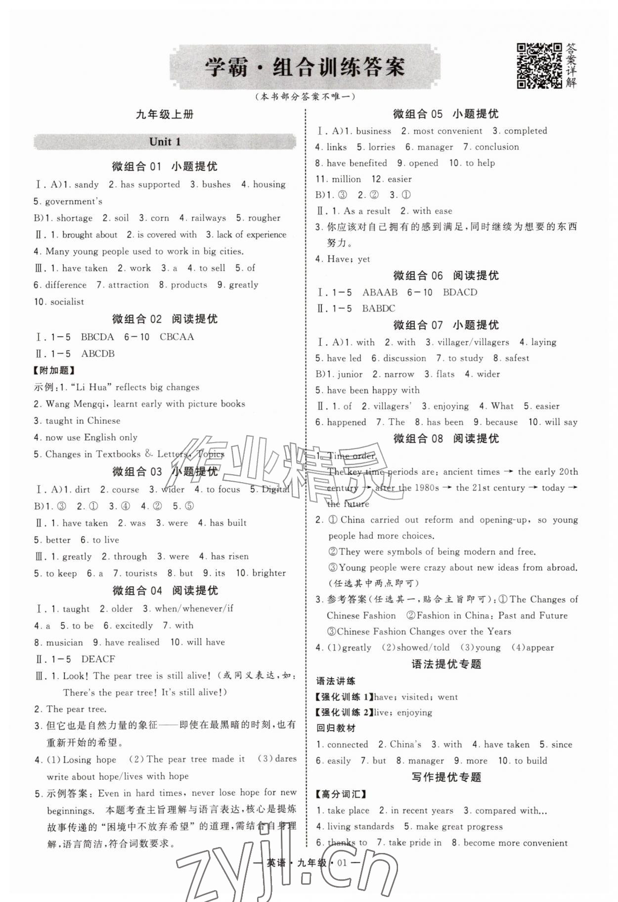2026年学霸组合训练九年级英语全一册人教版青岛专版&nbsp;第1页