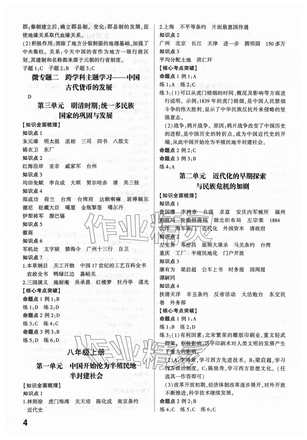 2024年中考备战历史济宁专版 参考答案第3页