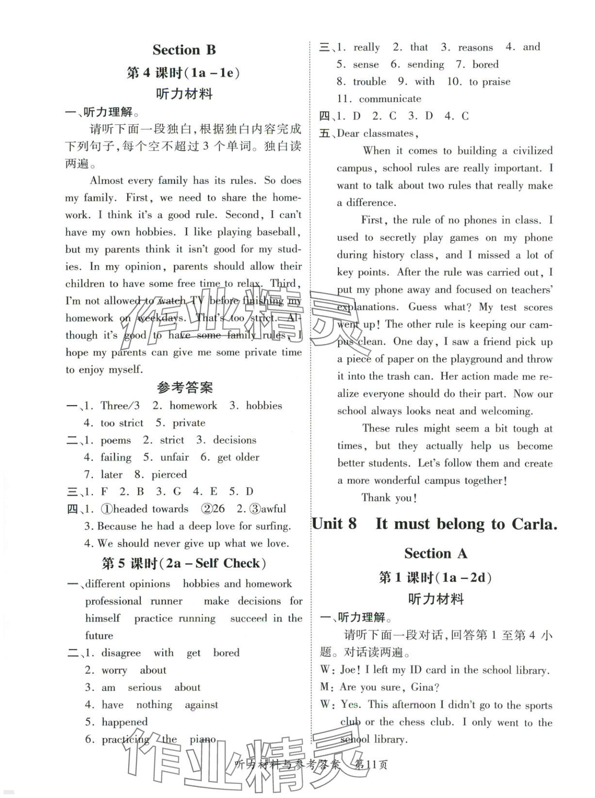 2025年新教材新评估九年级英语全一册人教版&nbsp;第11页