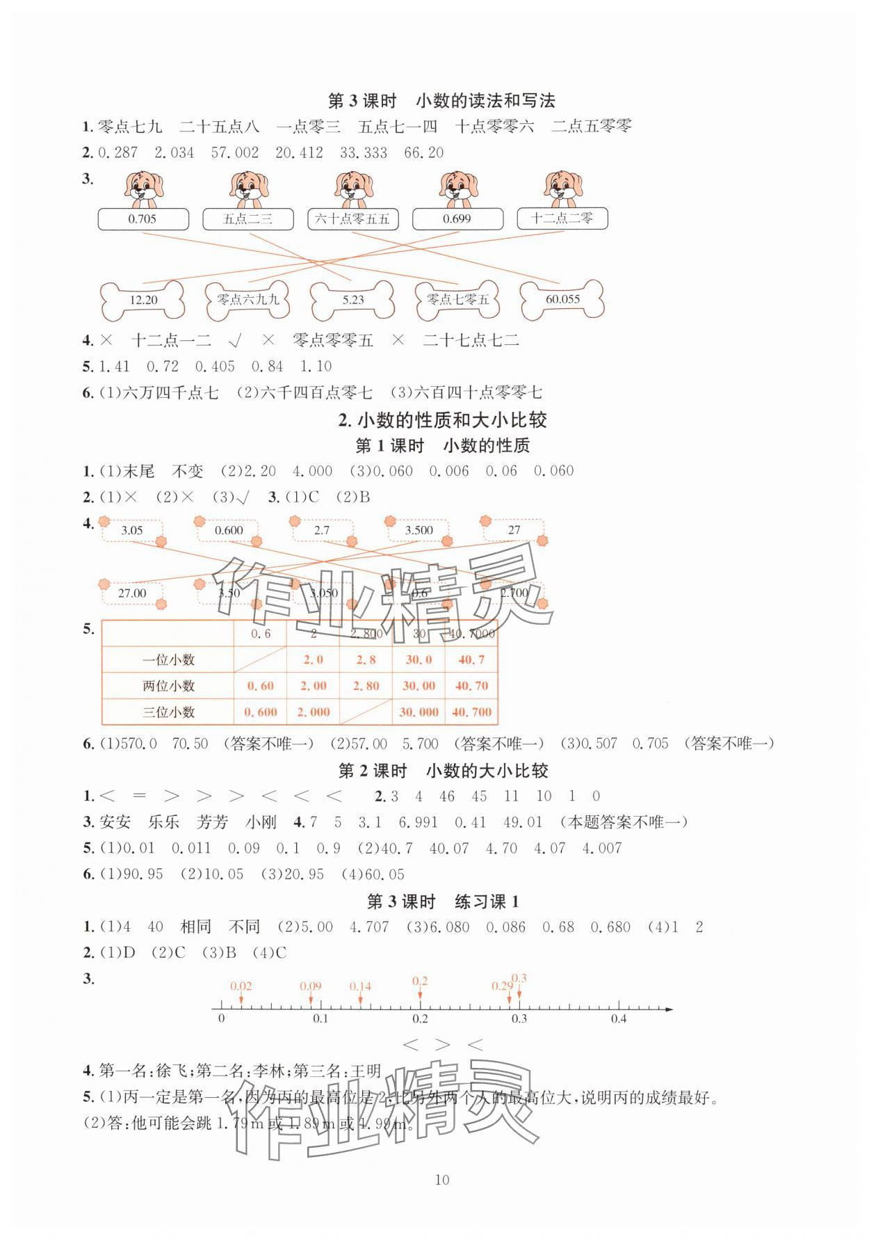 2025年華東師大版一課一練四年級(jí)數(shù)學(xué)下冊人教版 參考答案第10頁