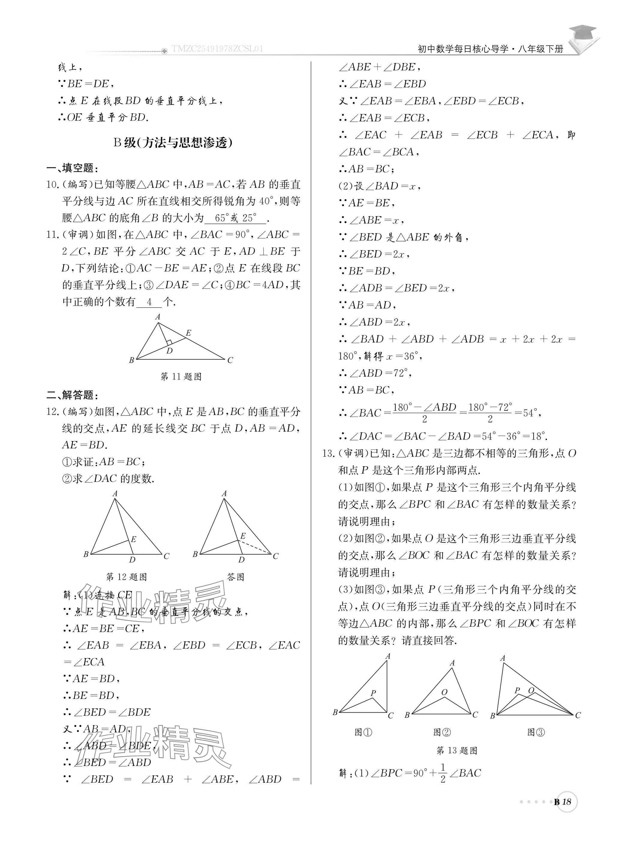 2025年初中数学每日核心导学八年级下册北师大版 参考答案第18页