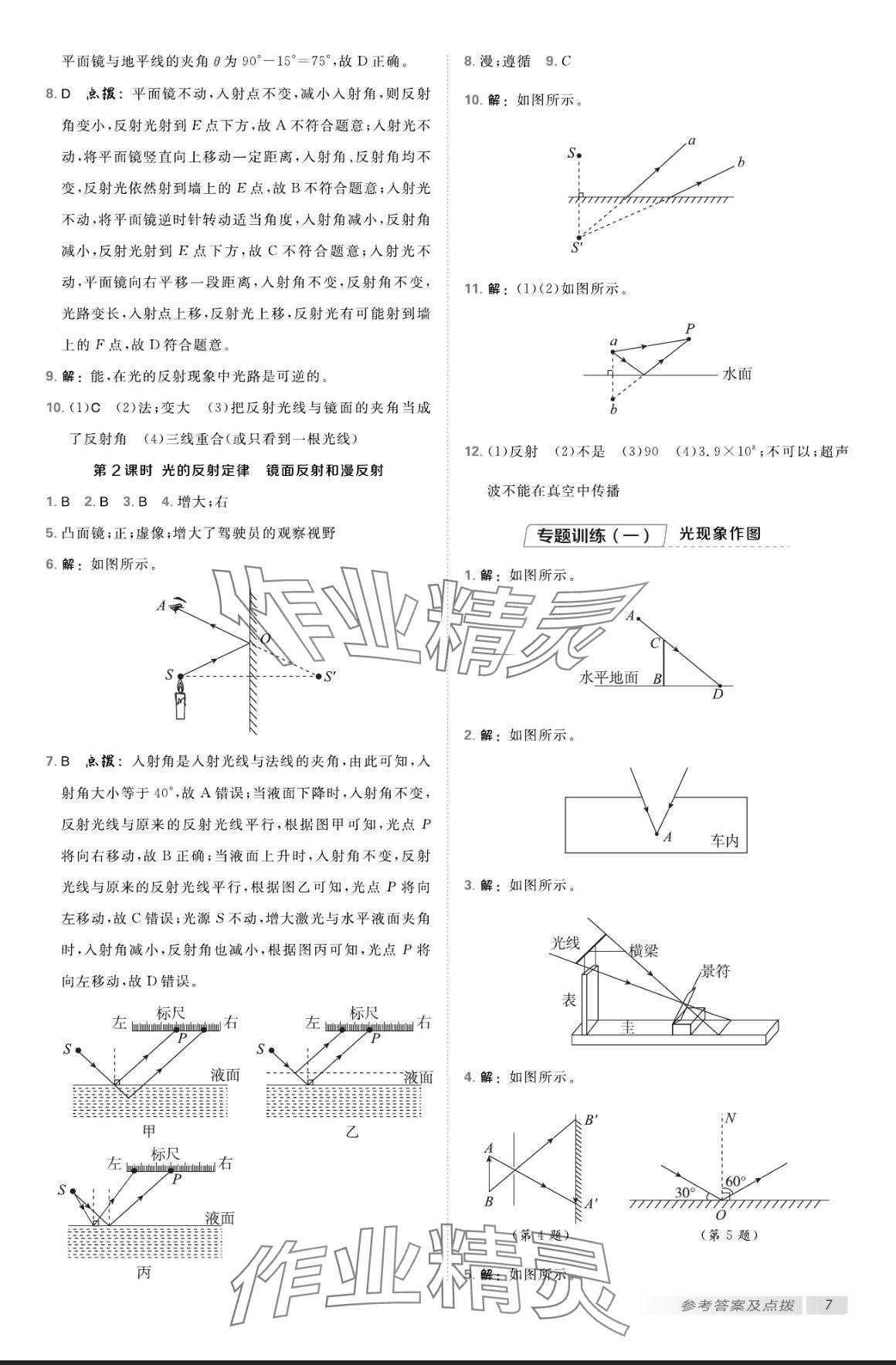 2024年點(diǎn)撥訓(xùn)練八年級(jí)物理上冊(cè)蘇科版 參考答案第6頁(yè)