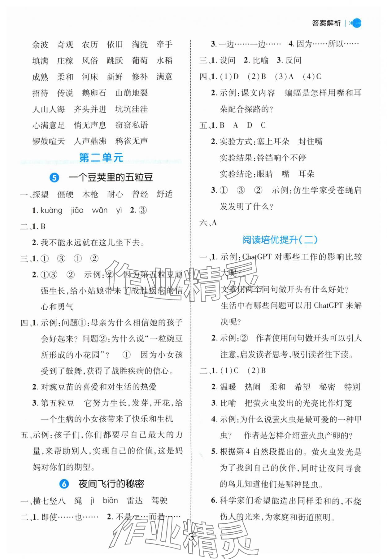 2024年细解巧练四年级语文上册人教版 参考答案第3页