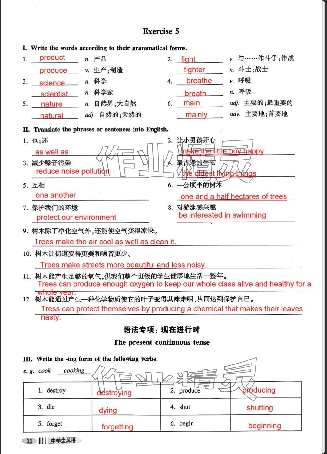 2025年中學生英語同步精練八年級下冊滬教版54制 參考答案第11頁
