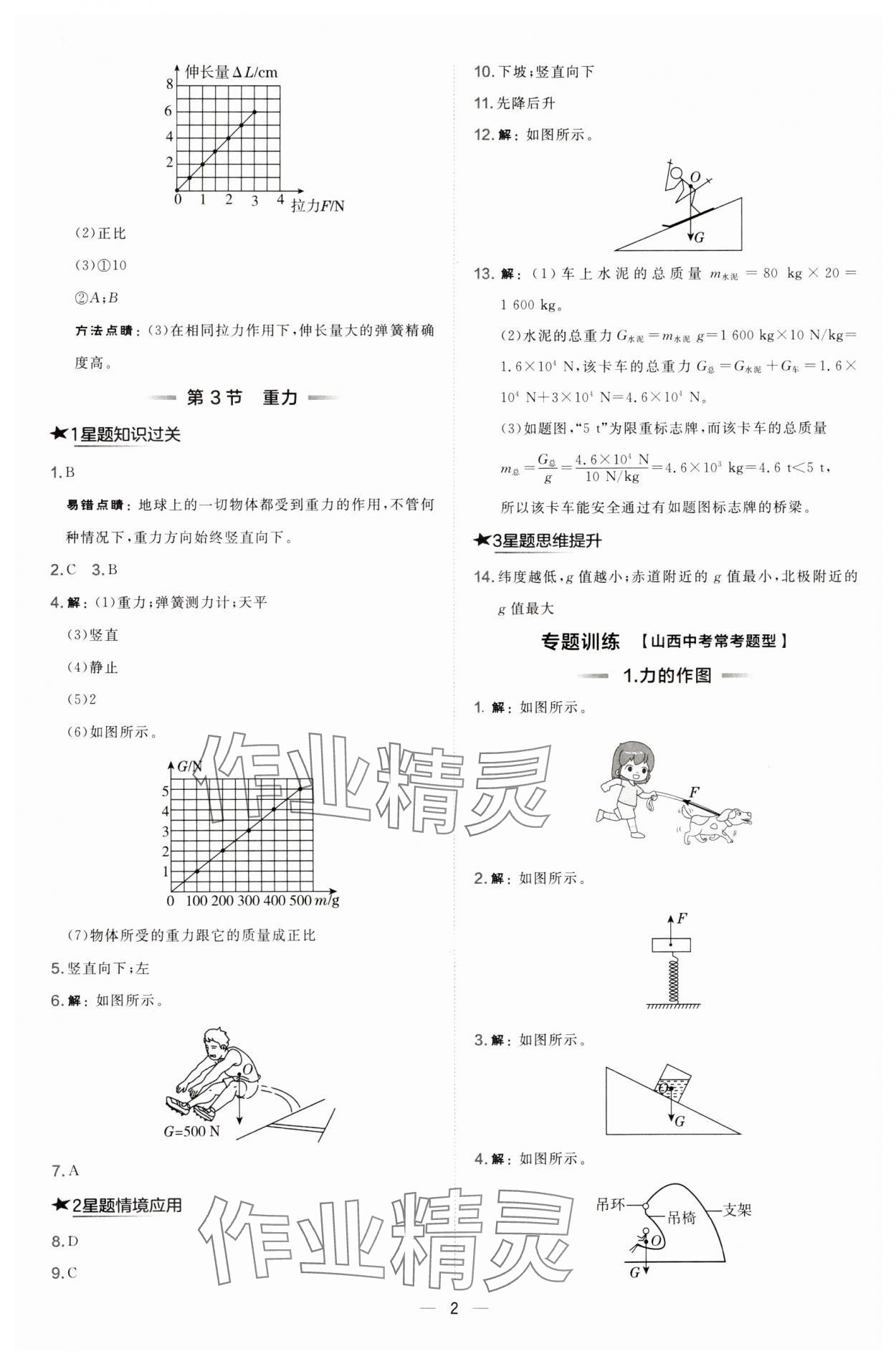 2025年點撥訓(xùn)練八年級物理下冊人教版山西專版 參考答案第2頁