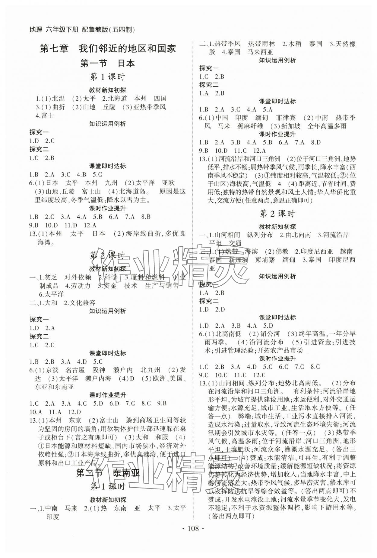 2024年初中同步練習(xí)冊六年級地理下冊魯教版54制山東人民出版社 第2頁