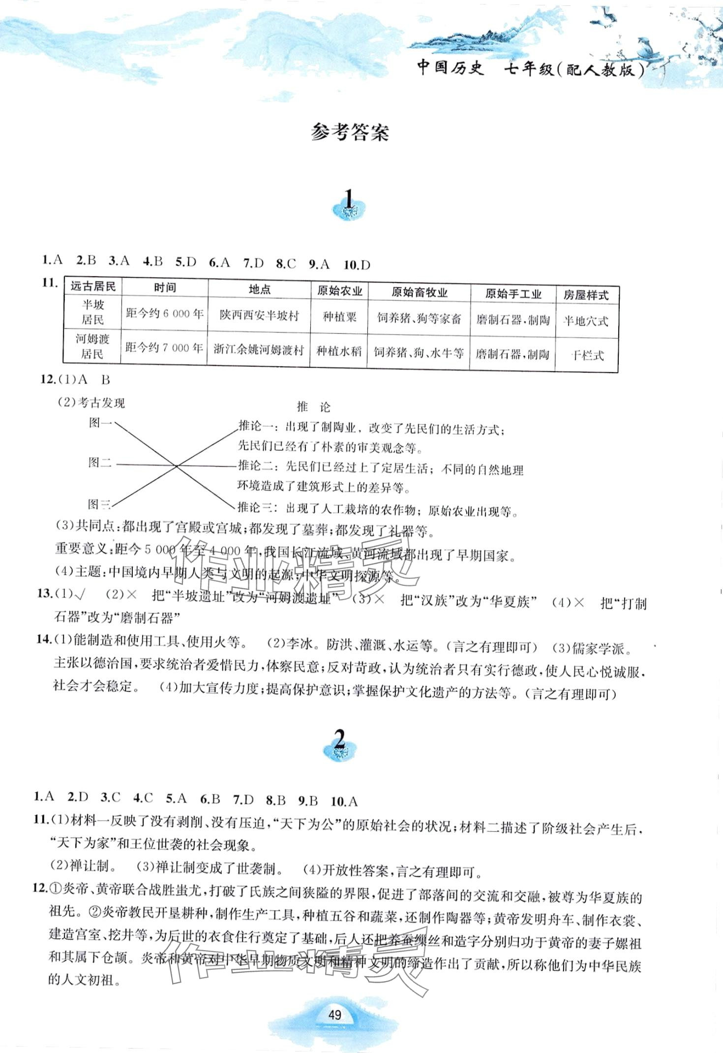 2024年寒假作業(yè)黃山書社七年級歷史人教版 第1頁