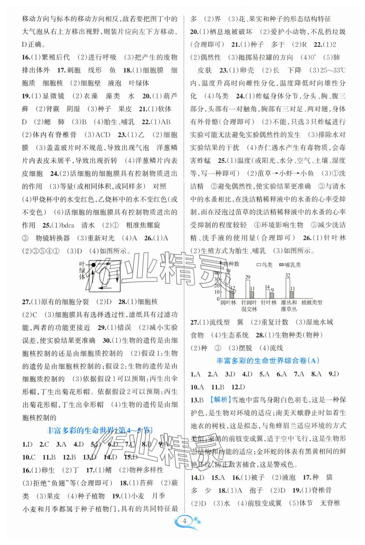 2024年走进重高培优测试七年级科学上册浙教版 参考答案第4页