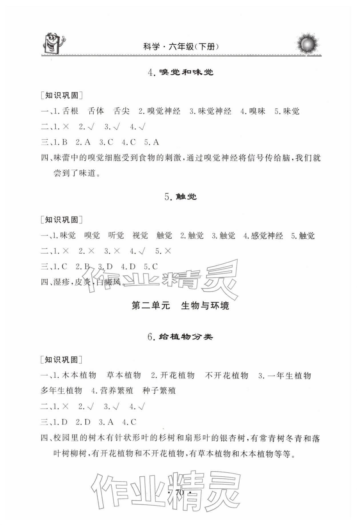 2026年名师导学伴你行同步练习六年级科学下册青岛版&nbsp;第2页