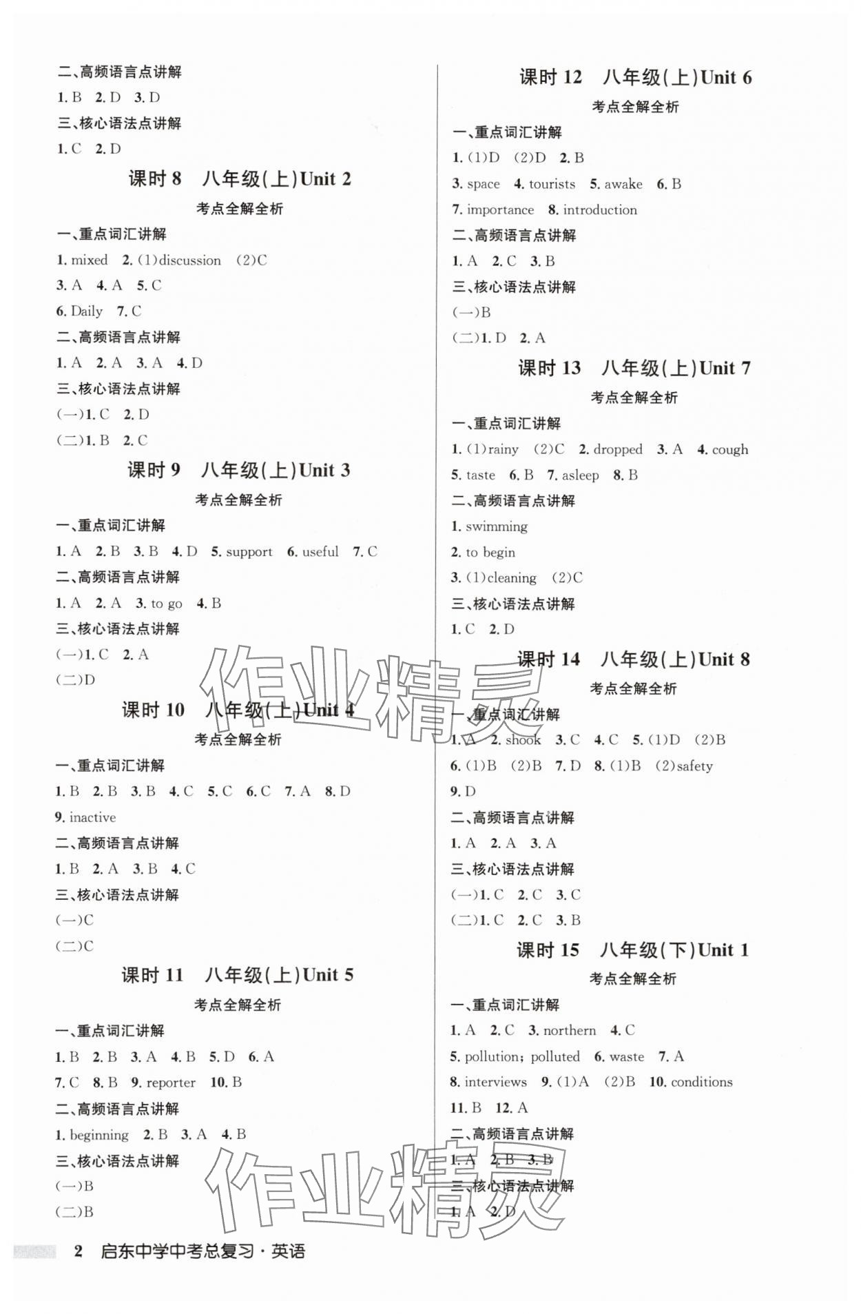 2025年啟東中學(xué)中考總復(fù)習(xí)英語徐州專版 參考答案第2頁