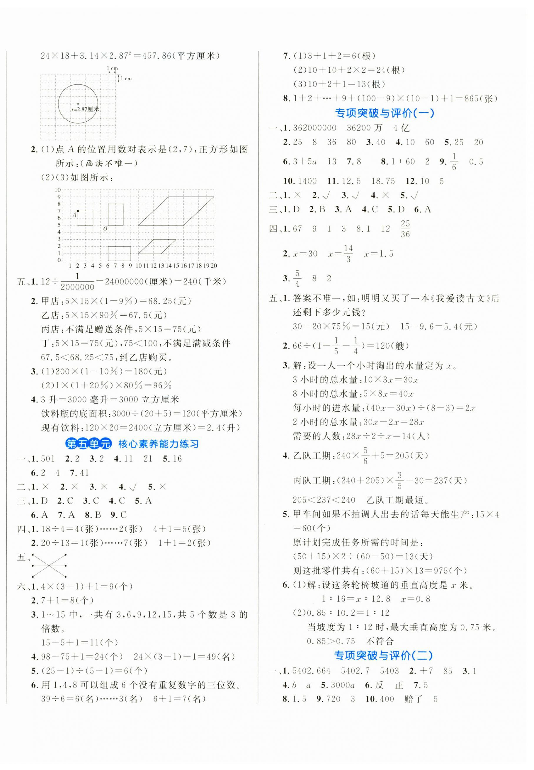 2025年黃岡名卷六年級數(shù)學下冊人教版 參考答案第4頁