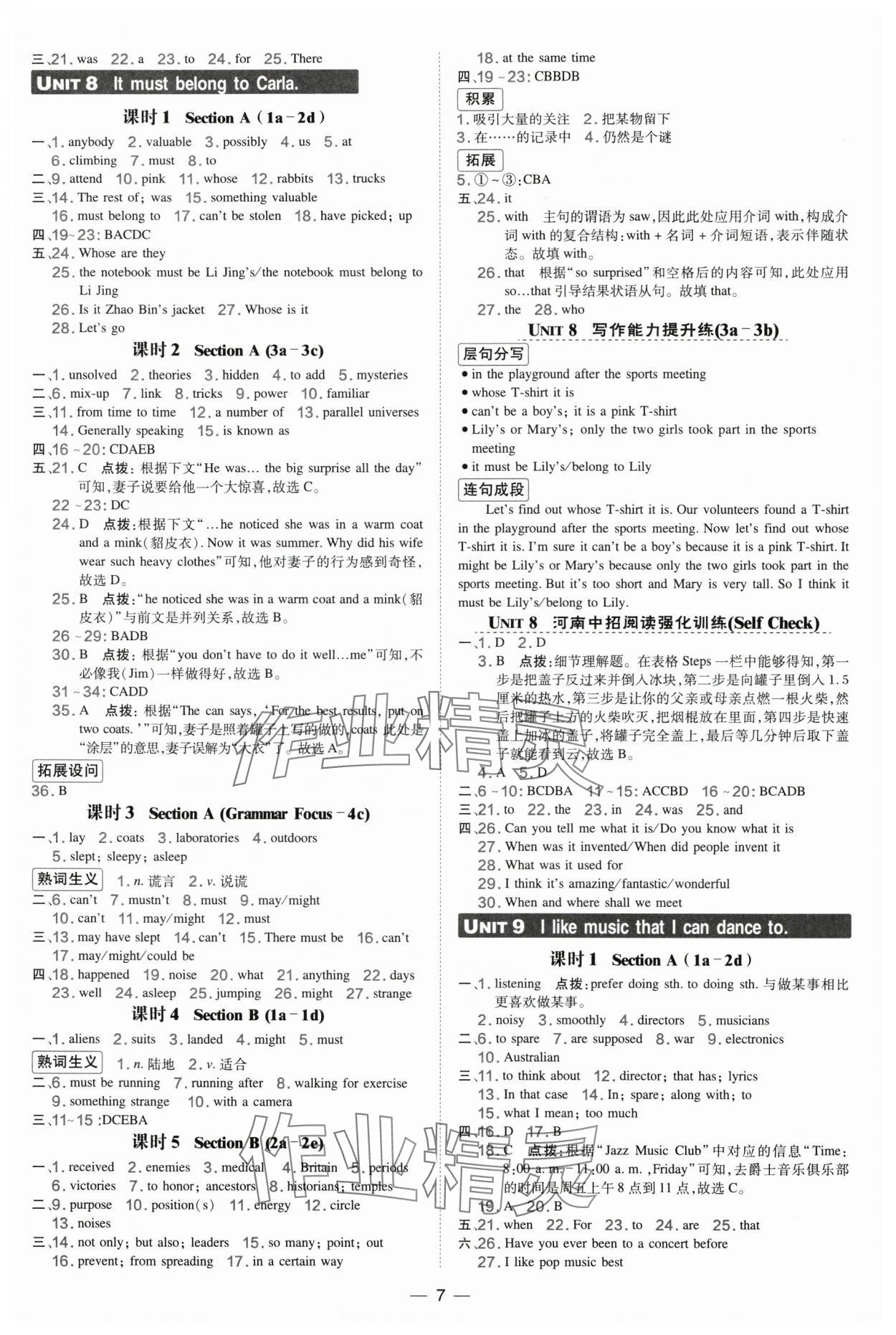 2025年点拨训练九年级英语全一册人教版河南专版 第7页