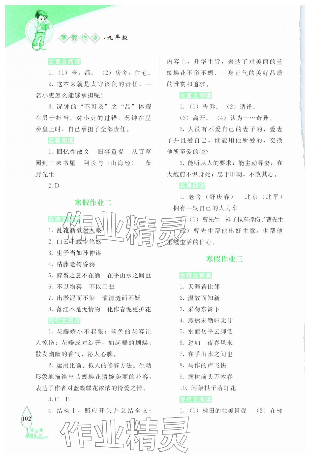 2025年寒假作業(yè)長(zhǎng)春出版社九年級(jí)語(yǔ)文 參考答案第2頁(yè)