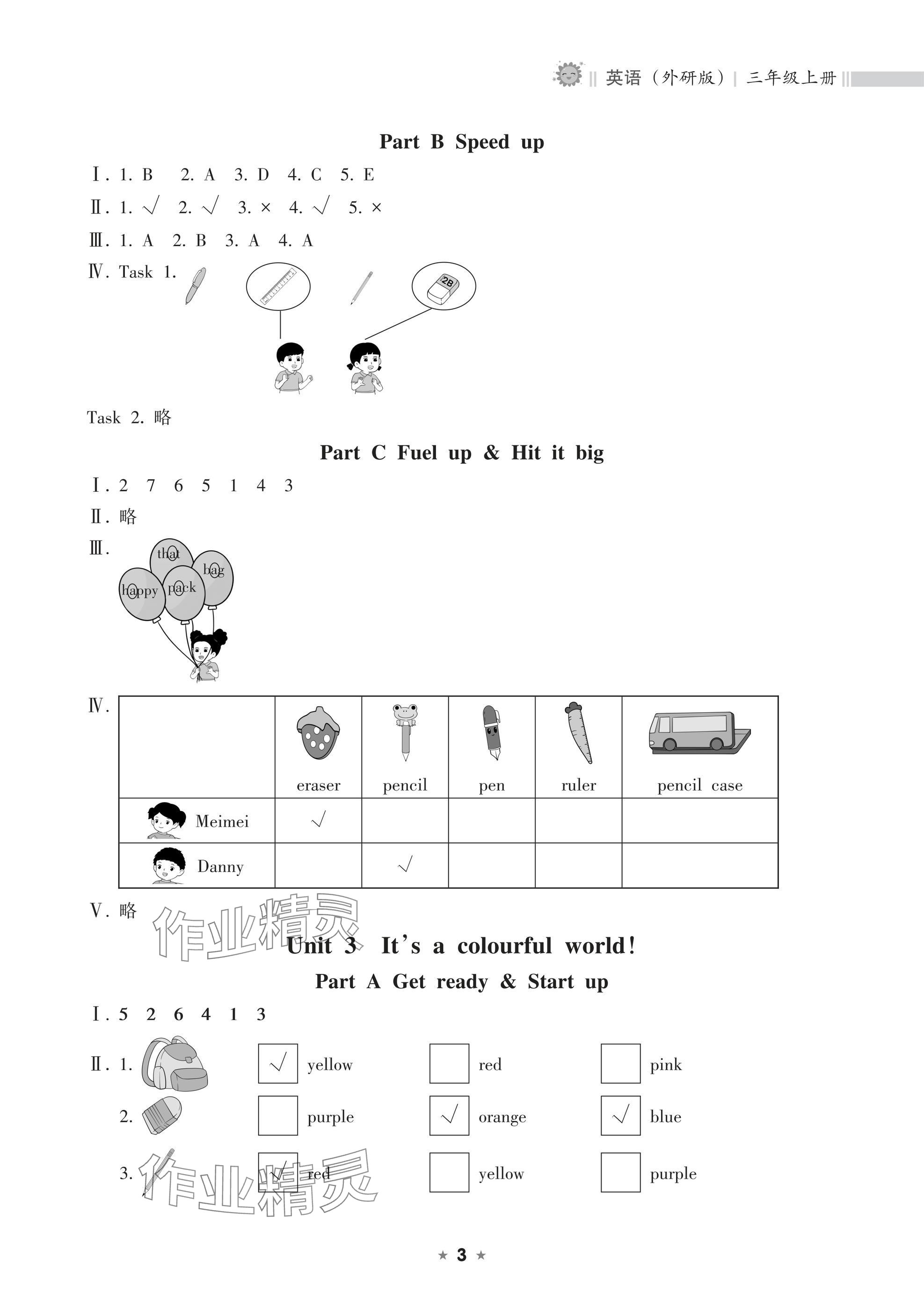 2024年新課程課堂同步練習(xí)冊(cè)三年級(jí)英語(yǔ)上冊(cè)外研版 參考答案第3頁(yè)