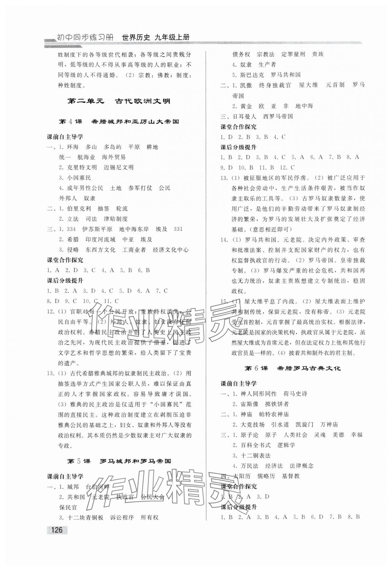 2025年初中同步练习册九年级世界历史上册人教版山东专版人民教育出版社 第2页