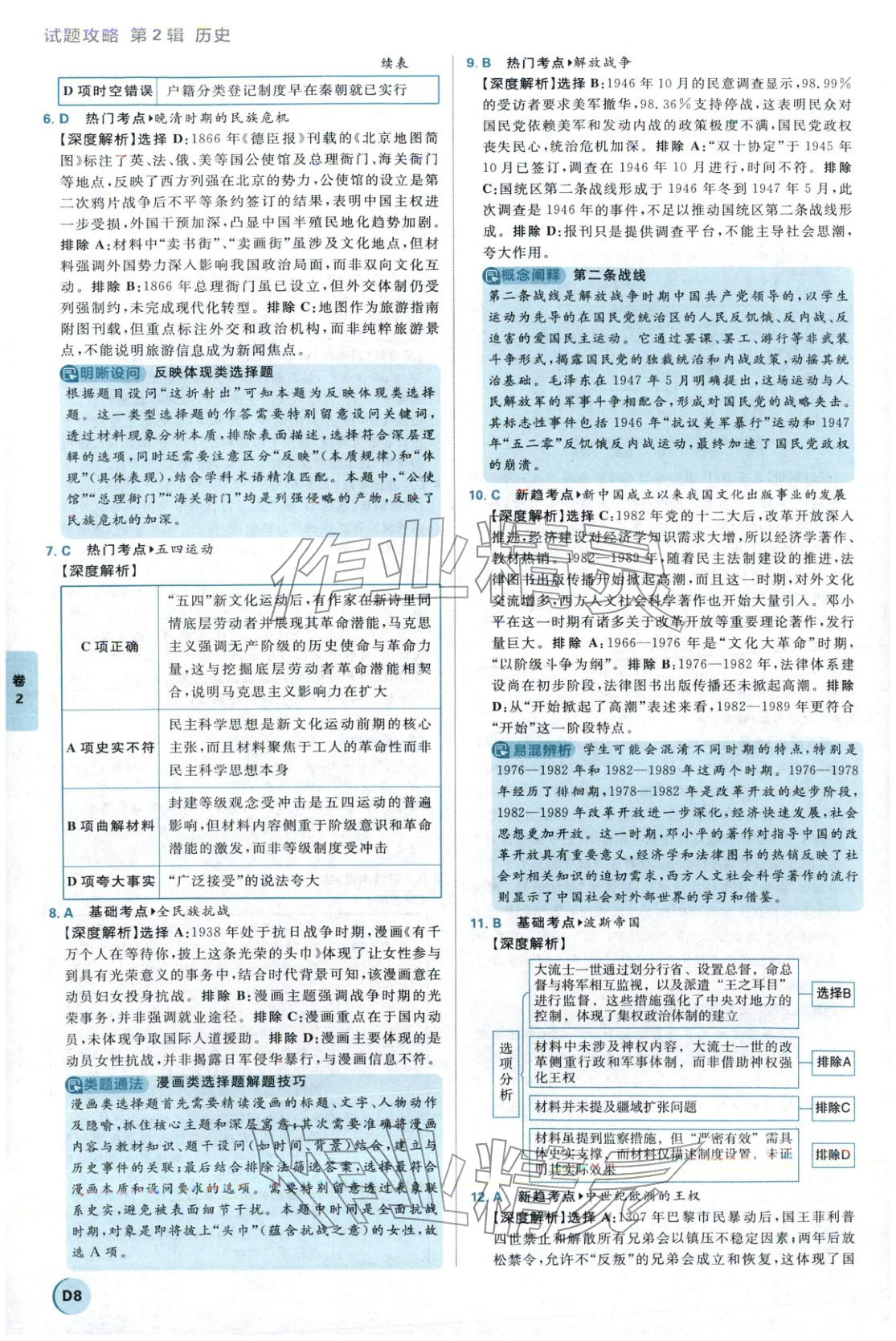 2026年理想树试题攻略高中历史 参考答案第7页