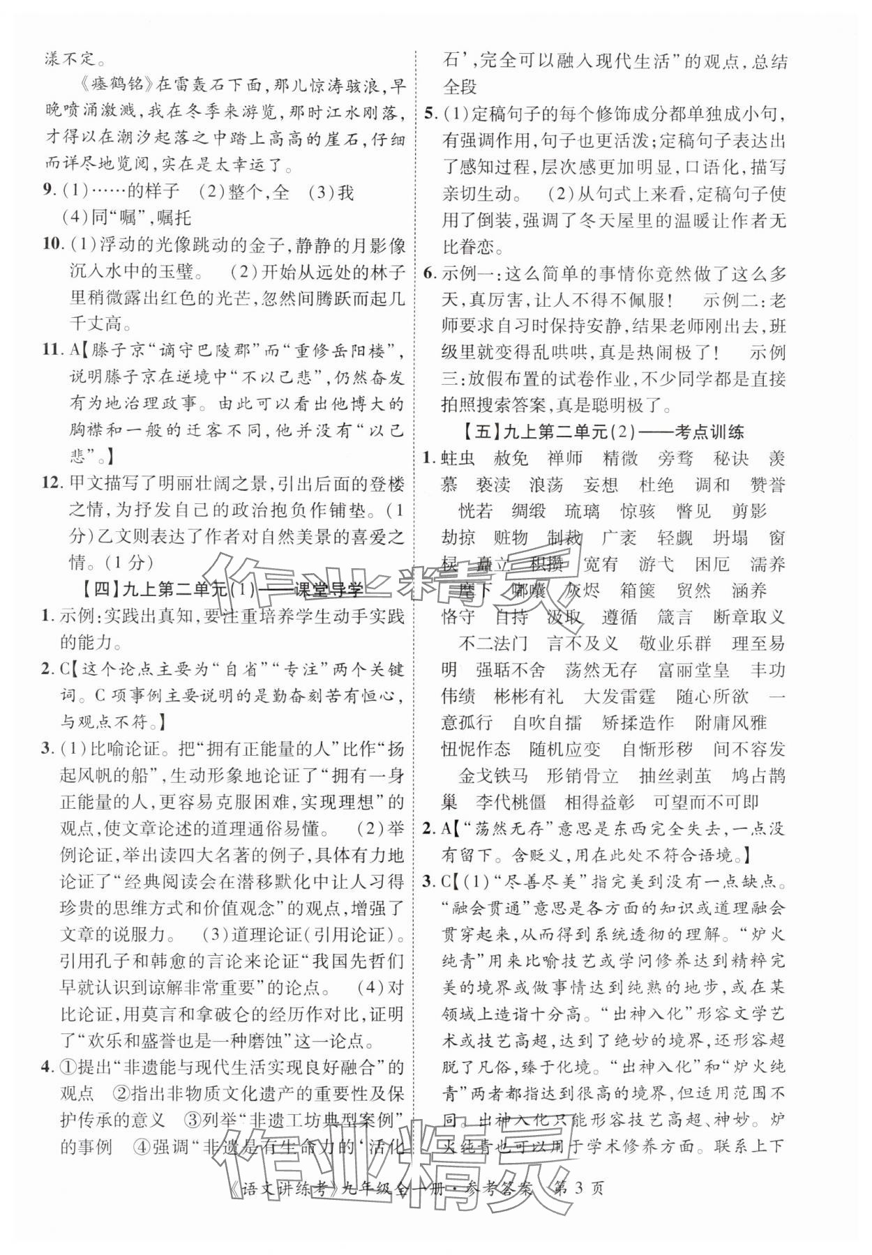 2025年语文讲练考九年级全一册人教版 第3页