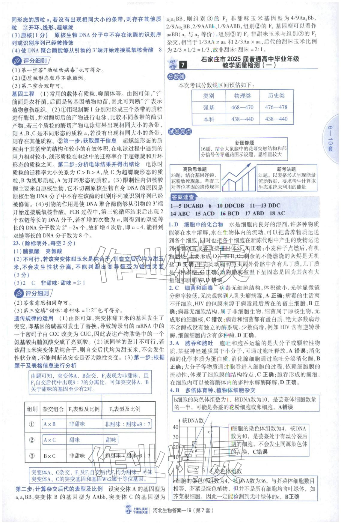 2026年金考卷优秀模拟试卷汇编45套高中生物河北专版 第19页