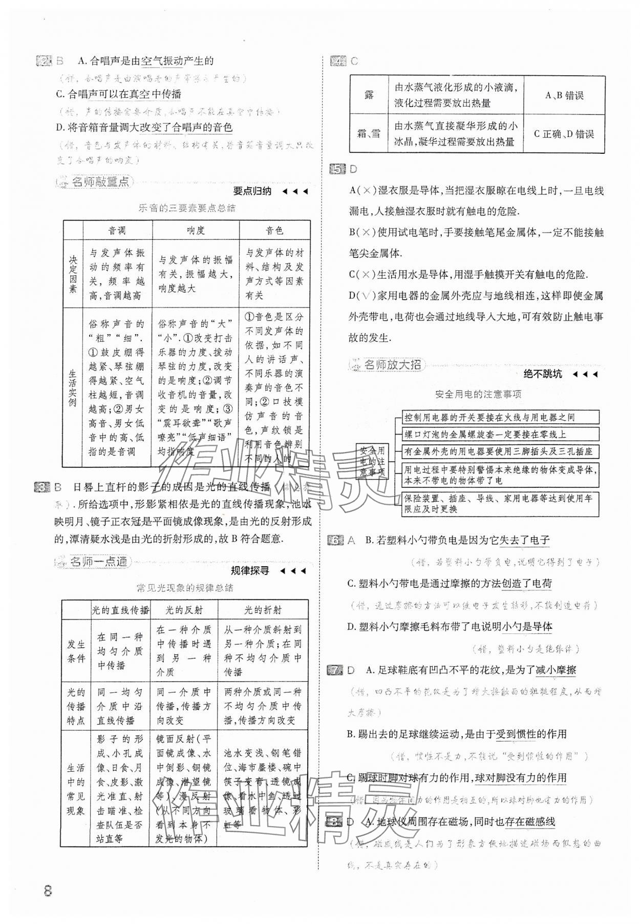 2024年金考卷中考45套匯編物理山西專版 參考答案第8頁