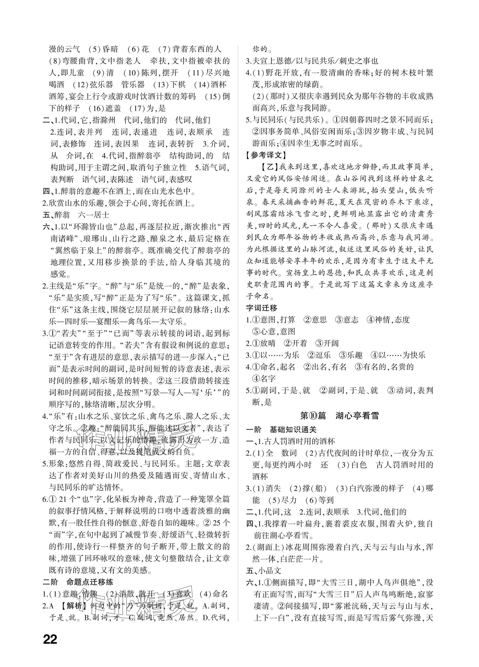 2025年學(xué)考傳奇語文山東專版&nbsp;參考答案第21頁