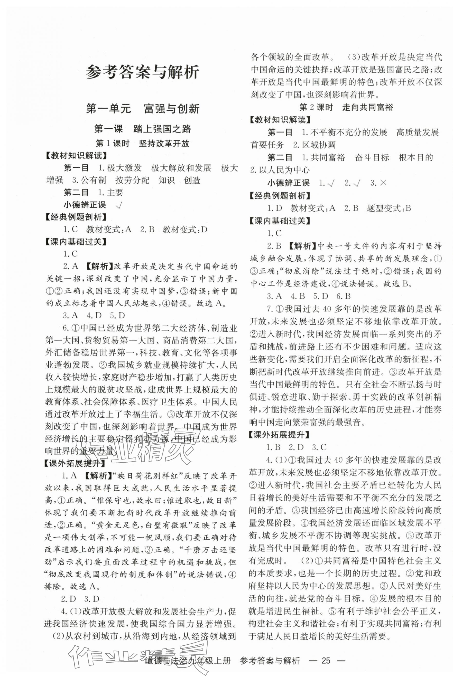 2025年全效学习学业评价方案九年级道德与法治上册人教版 第1页