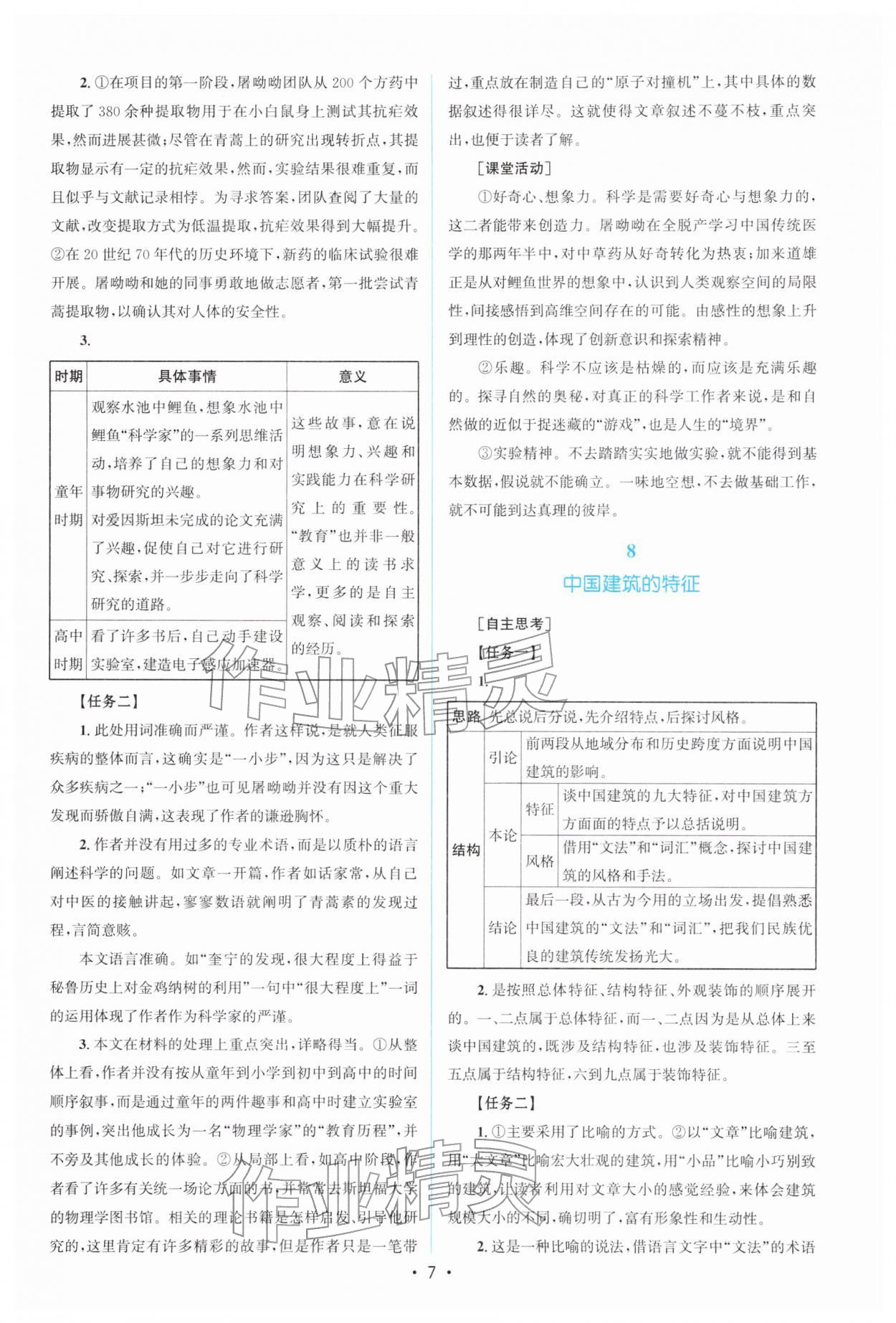 2026年高中同步测控优化设计高中语文必修下册人教版福建专版&nbsp;参考答案第6页