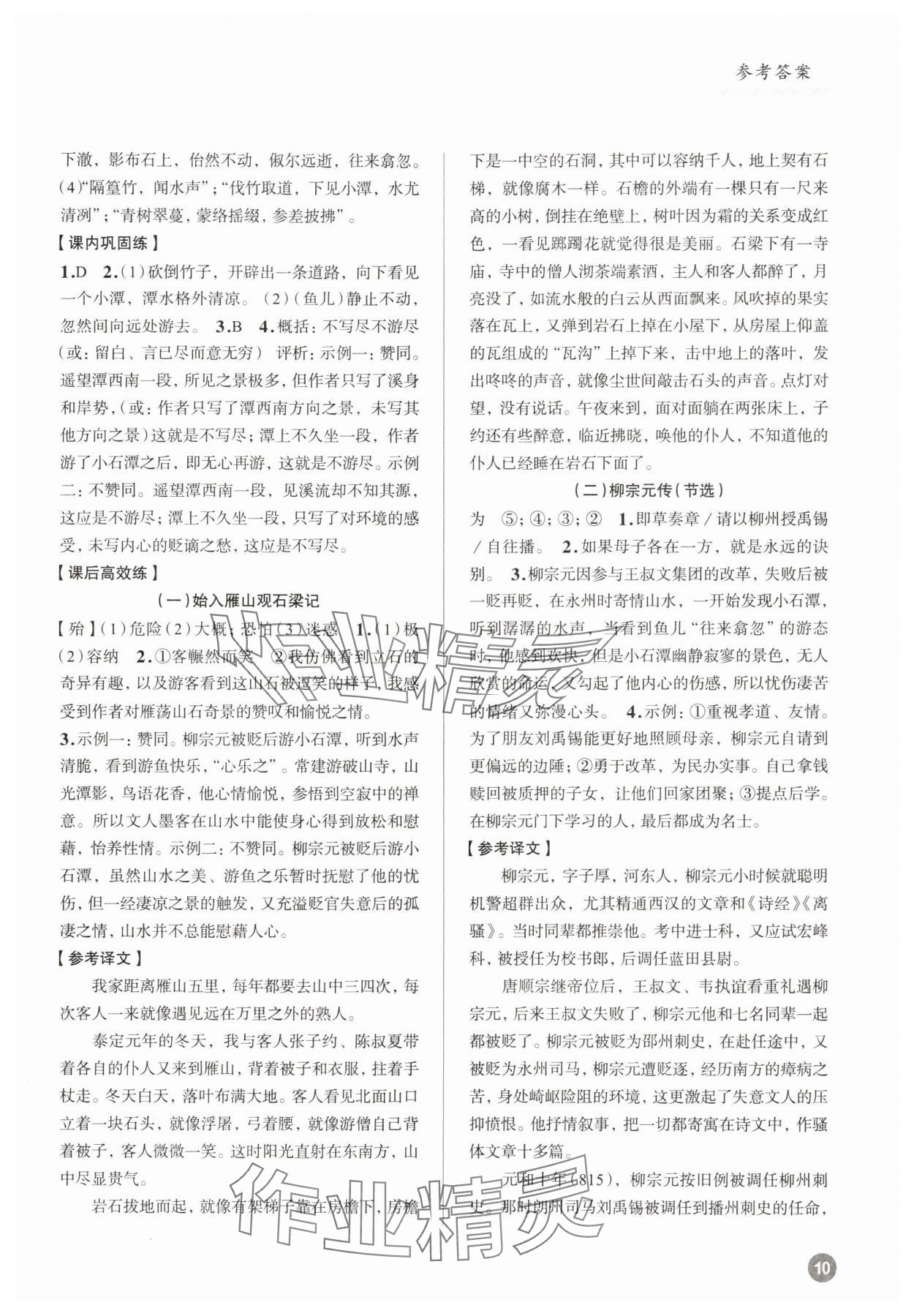 2025年初中語文大閱讀高效訓(xùn)練八年級(jí)下冊(cè) 參考答案第10頁