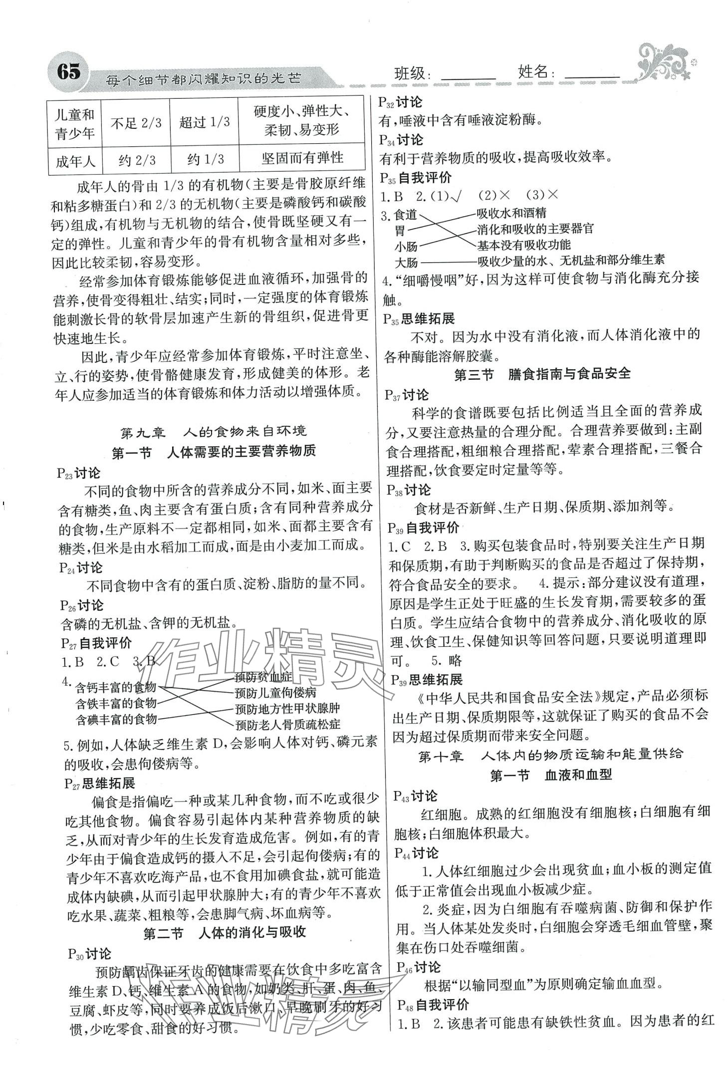 2024年教材課本七年級生物下冊蘇教版 第2頁