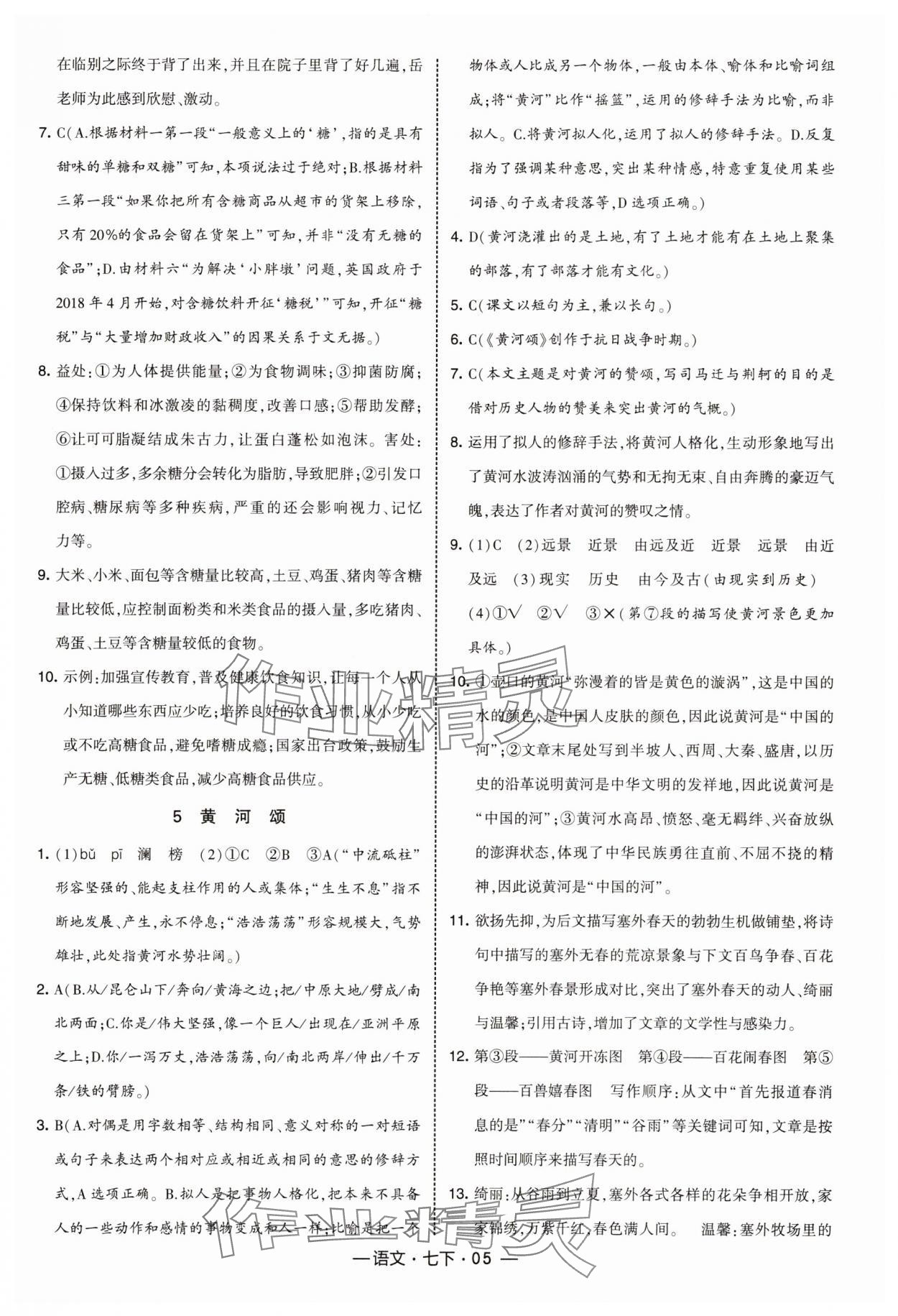 2025年經(jīng)綸學典課時作業(yè)七年級語文下冊人教版 第5頁