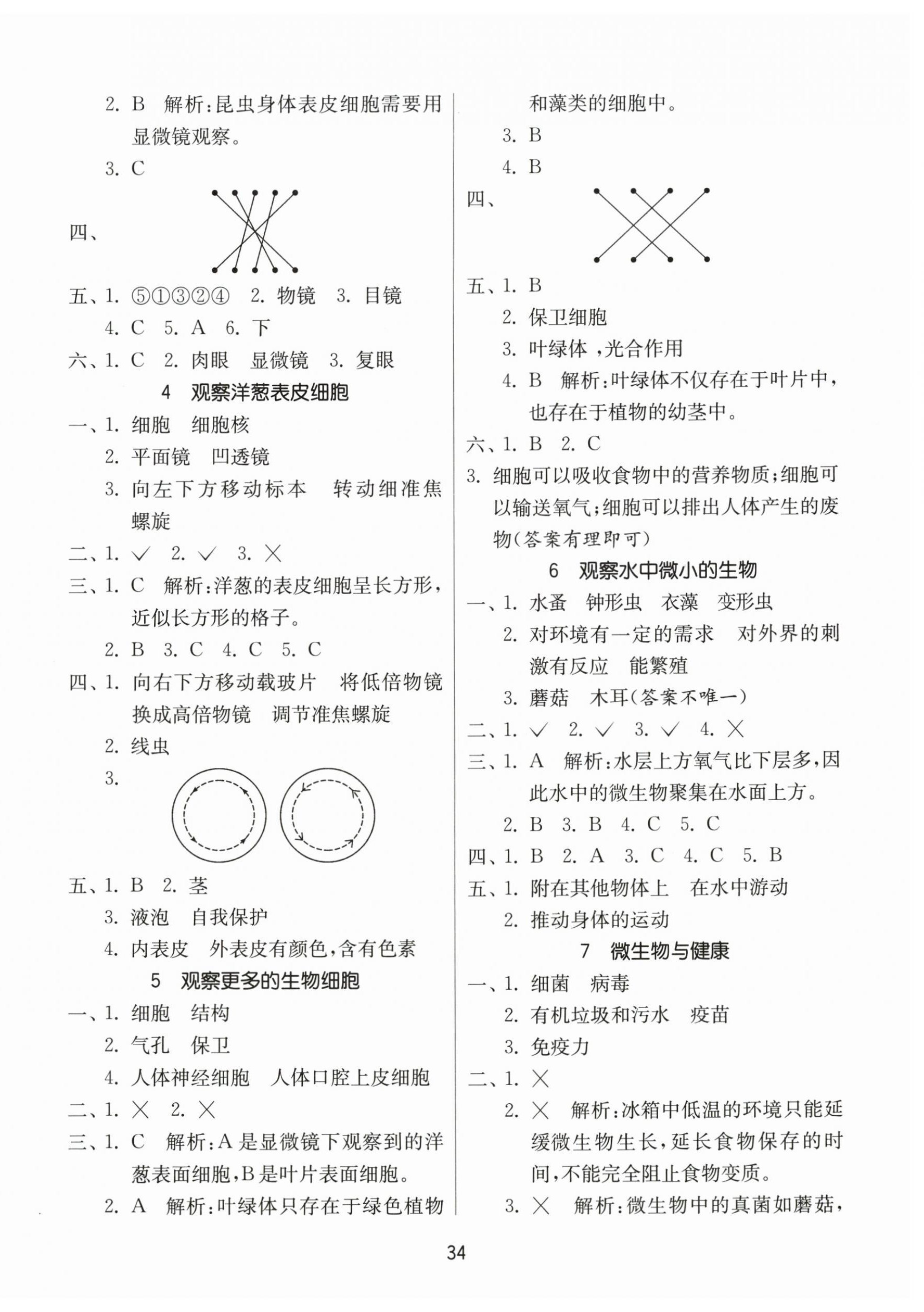 2024年課時訓(xùn)練江蘇人民出版社六年級科學(xué)上冊教科版 參考答案第2頁