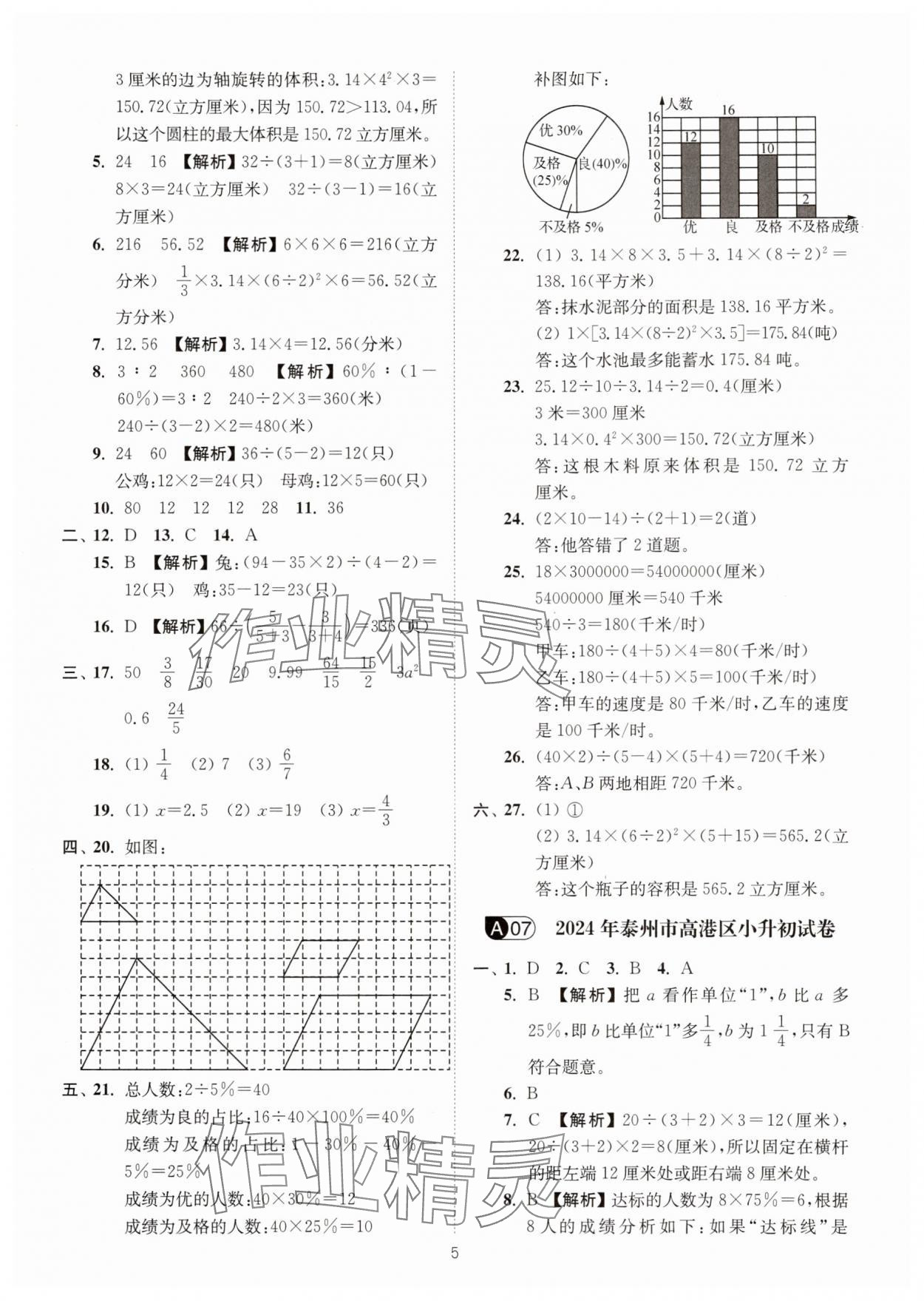 2025年江苏13大市小升初名卷优选28套数学&nbsp;第5页