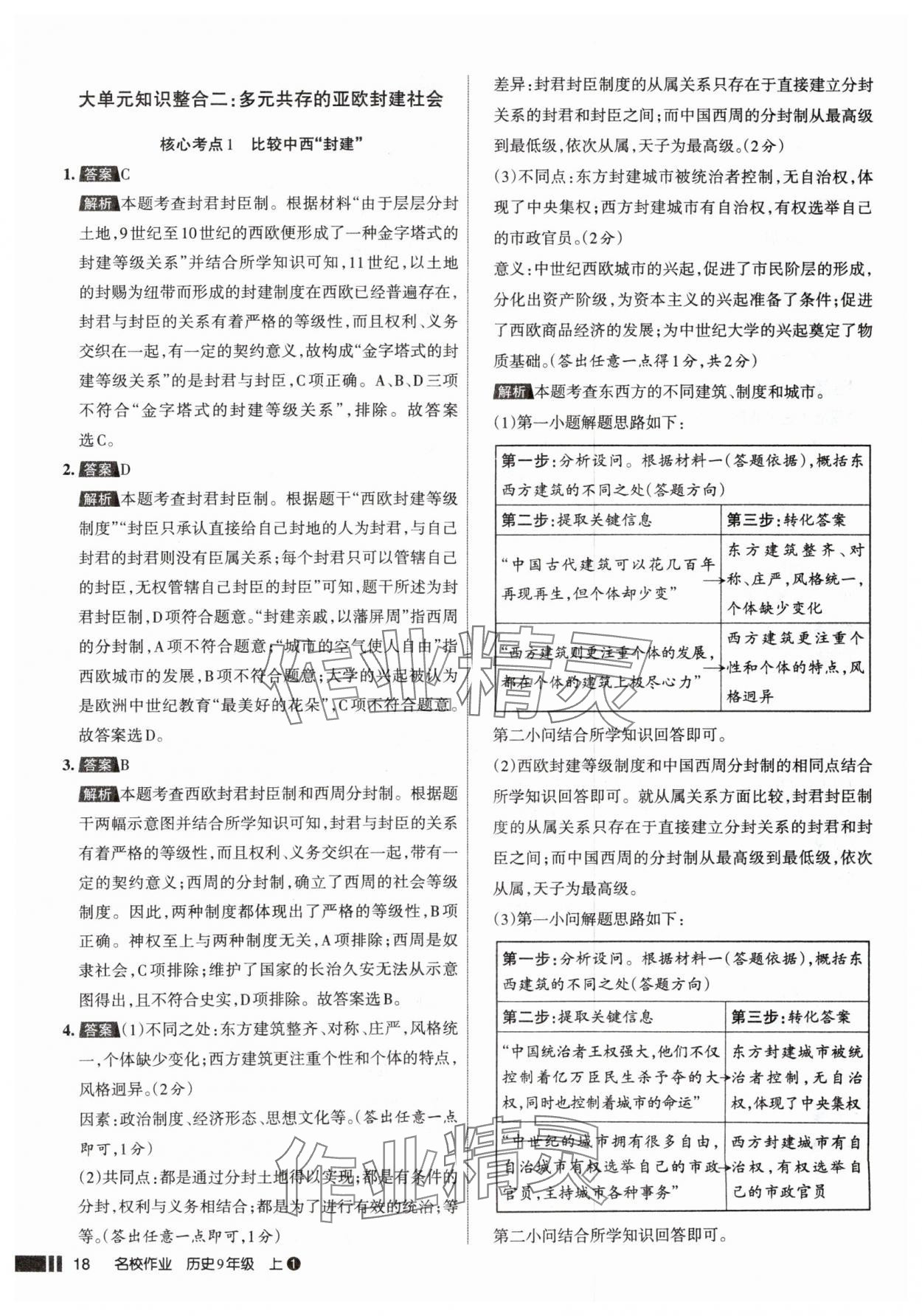 2025年名校作業(yè)九年級歷史上冊人教版山西專版&nbsp;參考答案第18頁
