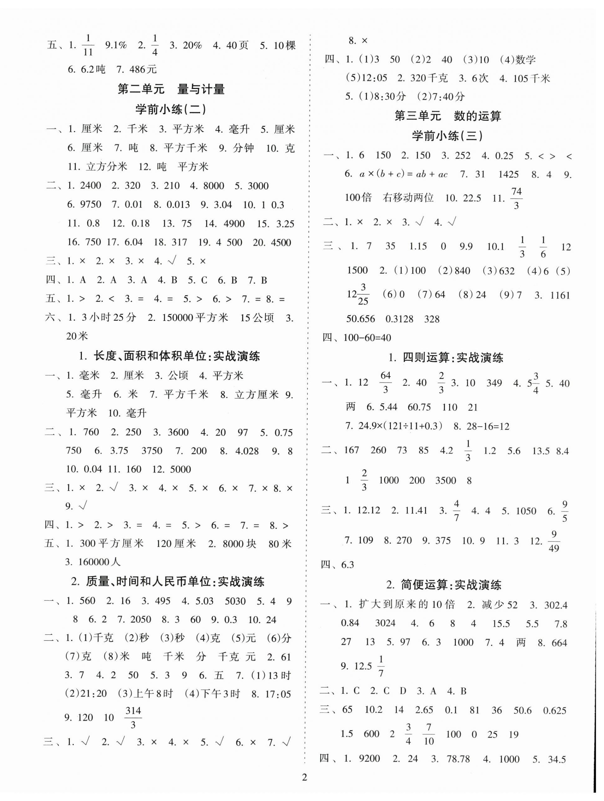 2024年金椰風(fēng)小學(xué)畢業(yè)總復(fù)習(xí)數(shù)學(xué) 第2頁