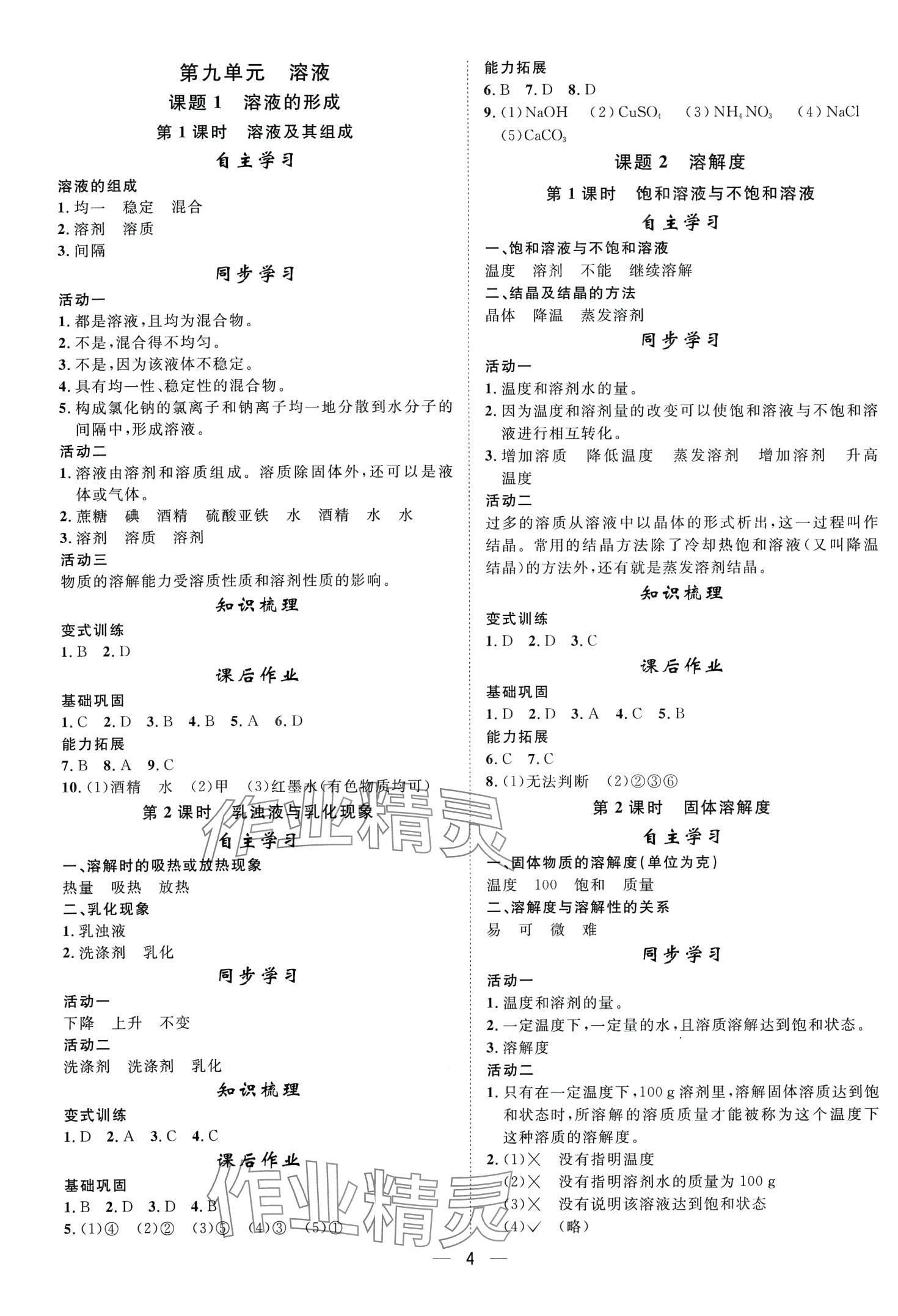 2024年名師課堂南方出版社九年級(jí)化學(xué)下冊(cè) 第4頁(yè)