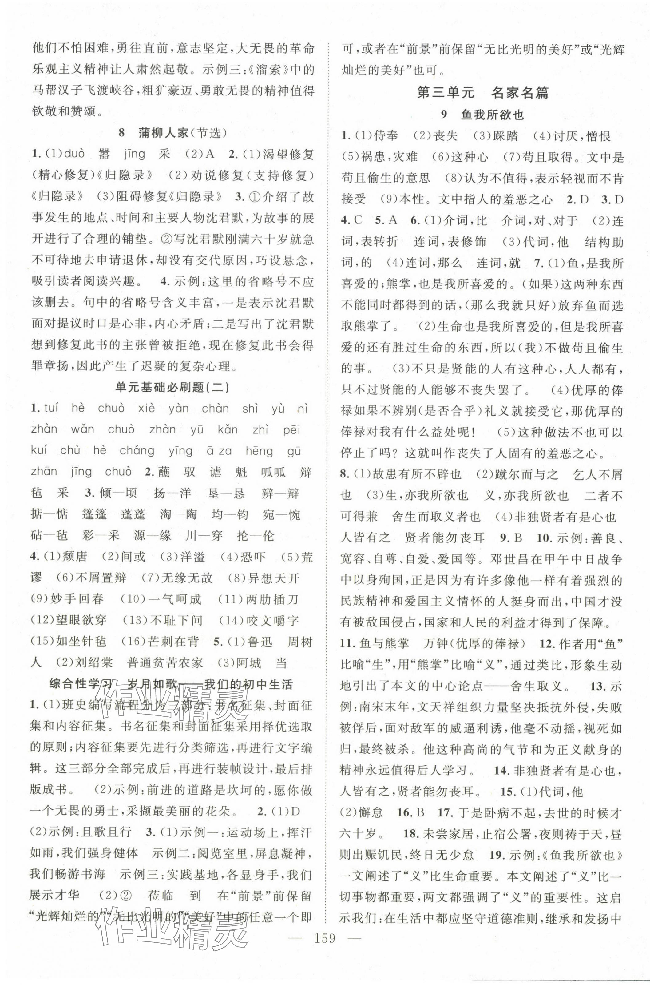 2024年名師學(xué)案九年級語文下冊人教版湖北專版 第3頁