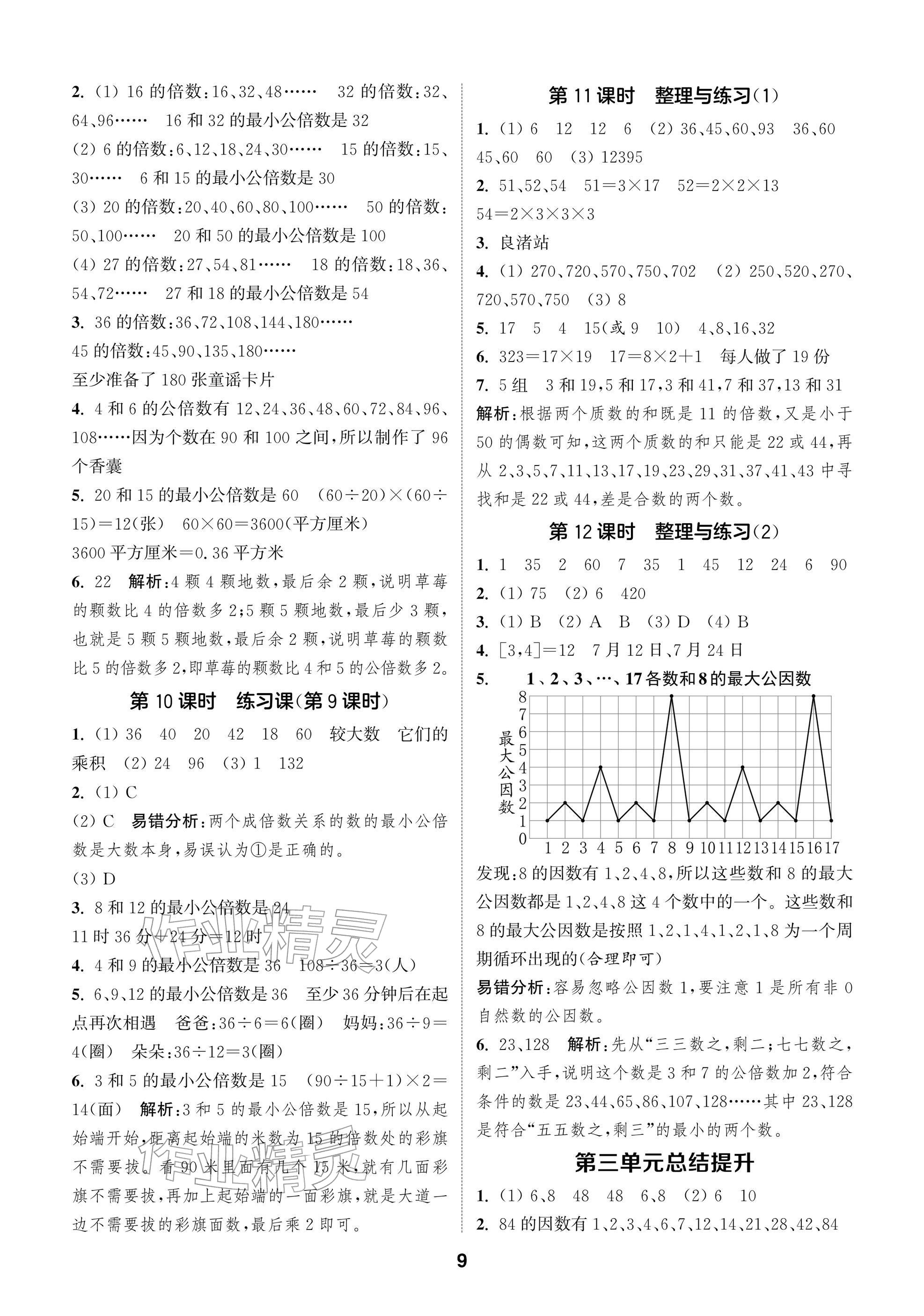 2026年通城学典阅读与闯关五年级数学下册苏教版&nbsp;参考答案第9页