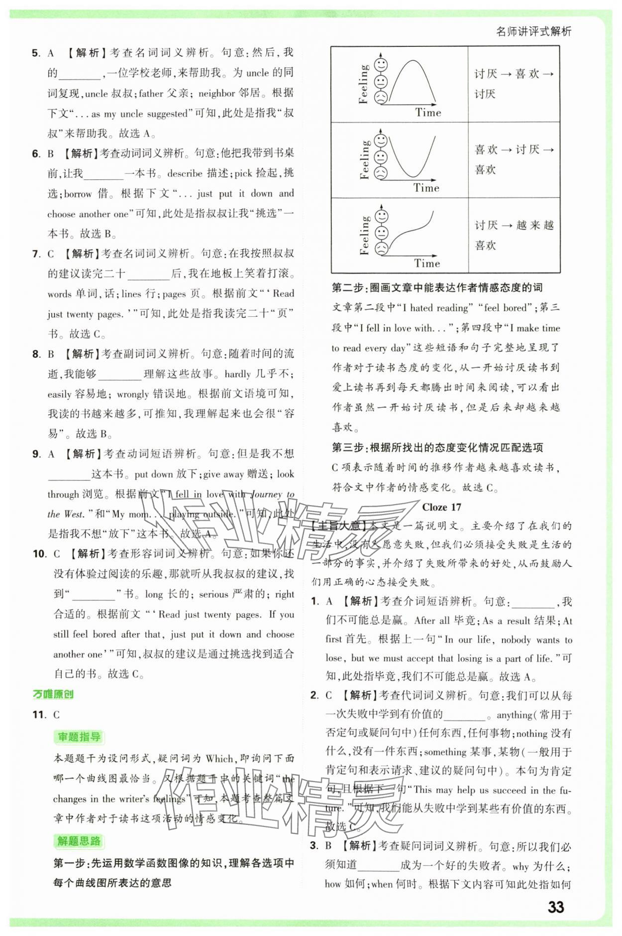 2025年萬唯中考真題分類中考英語 參考答案第33頁